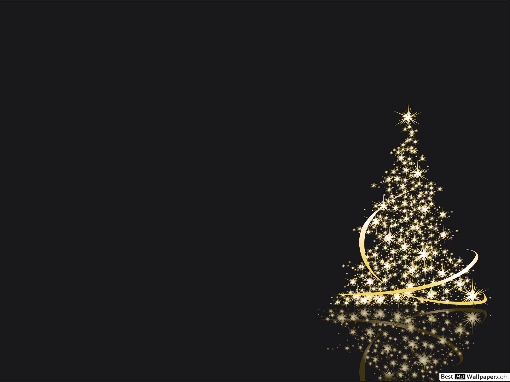 2048x1536 Abstract golden Xmas tree in black background HD wallpaper download