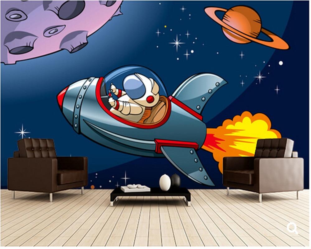 1000x800 Custom papel de parede infantil, Kids Spaceship, cartoon murals for children's room bedroom backdrop waterproof wallpaper paradise