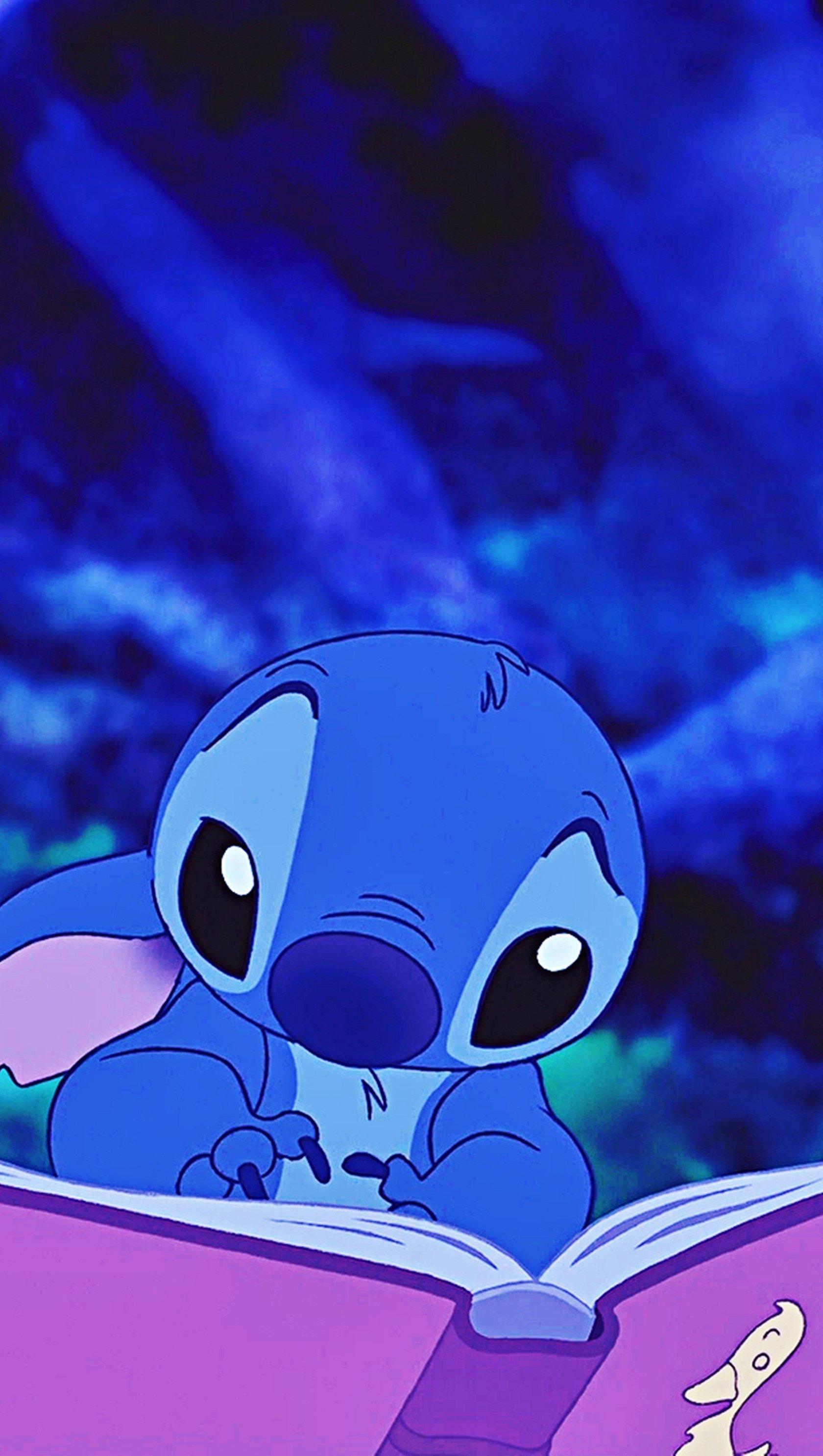 1680x2970 Stitch reading The Ugly Duckling Wallpaper