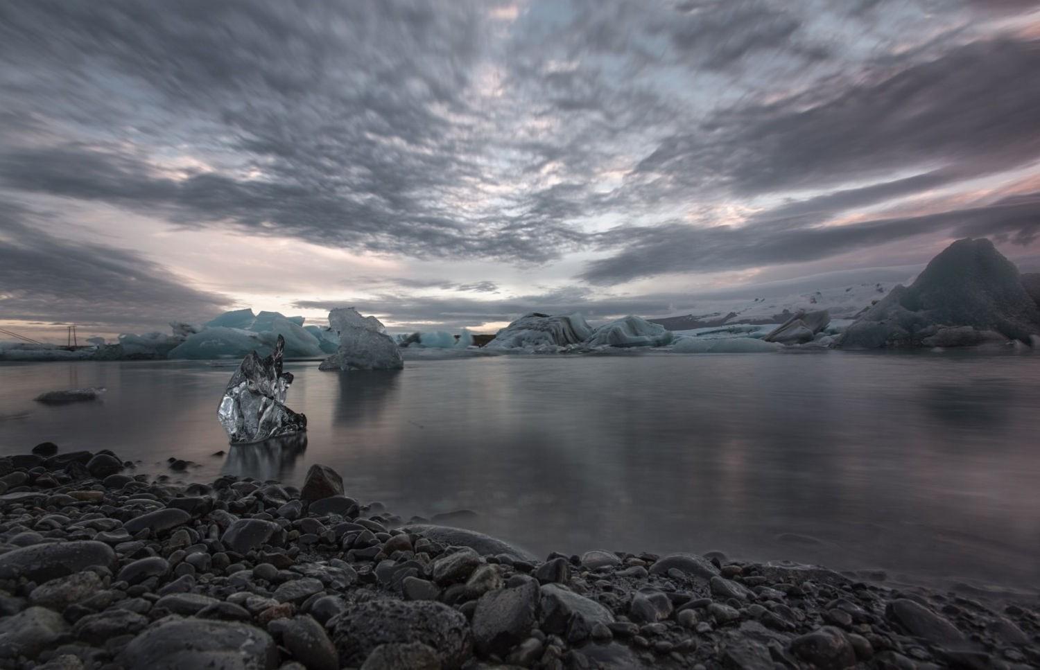 1500x967 nature photography landscape sunset ice clouds sky sea cold winter dark iceland wallpaper