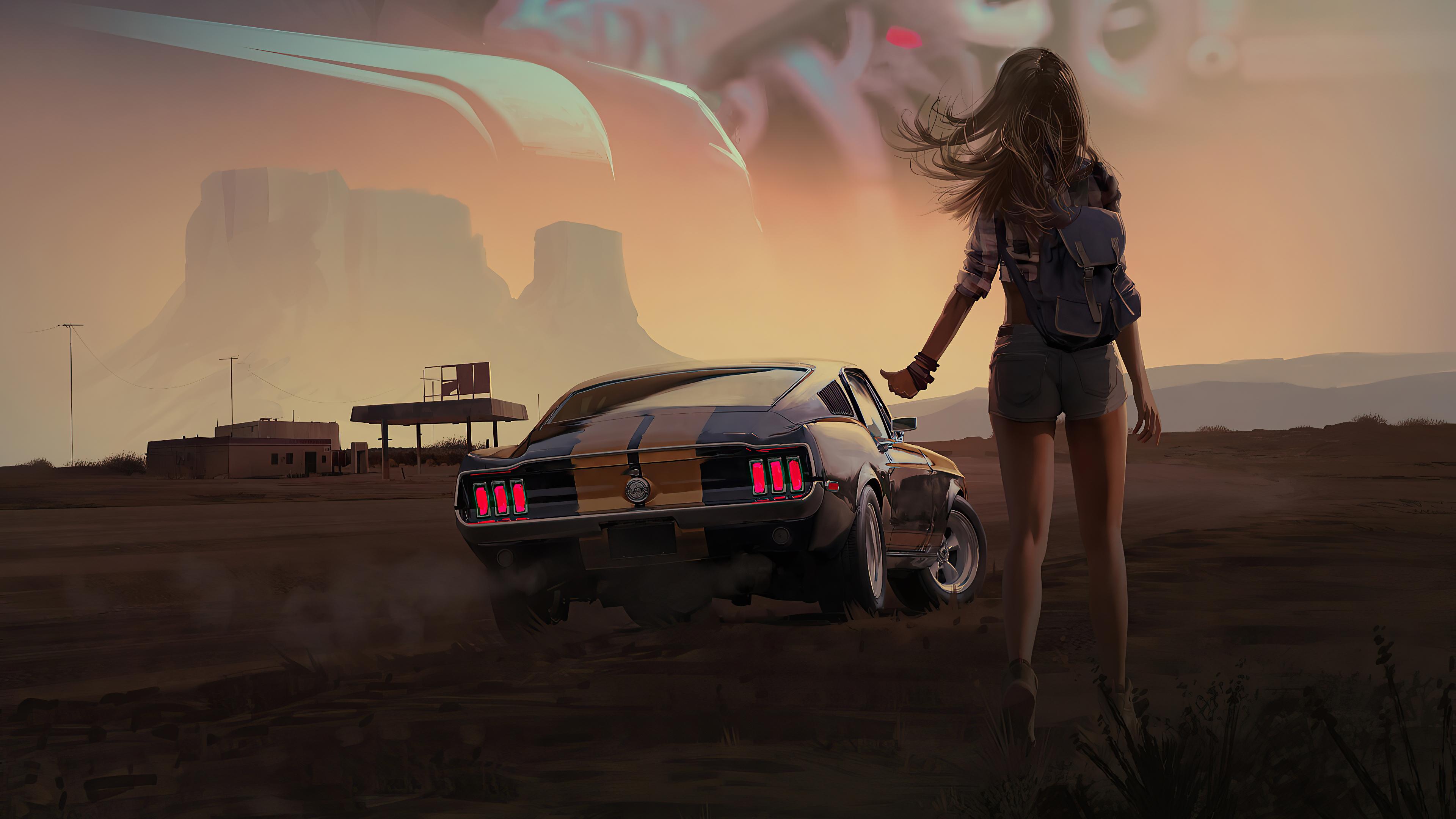 3840x2160 Wallpaper 4k Girl With Mustang 4k Wallpaper