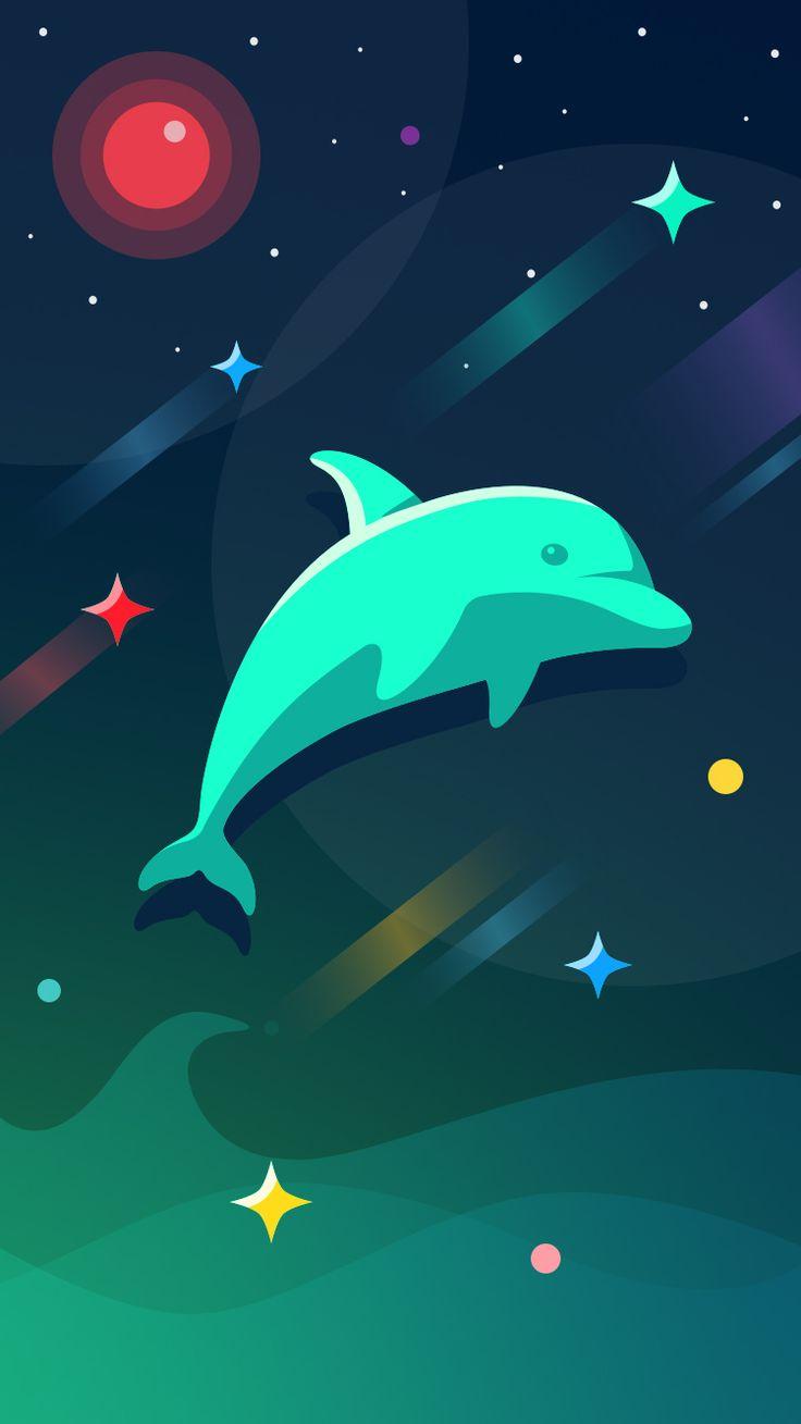 736x1309 Android wallpaper black, Android wallpaper, Dolphin art