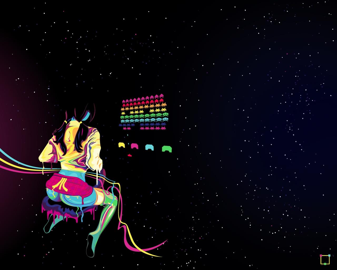 1280x1024 neon lamp space invaders retro games 1280x1024 wallpaper