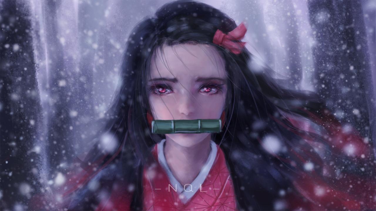 1280x720 Download 1280x720 wallpaper beautiful, red eyes, nezuko kamado, anime, hd, hdv, 720p, widescreen, 1280x720 HD image, background, 25881