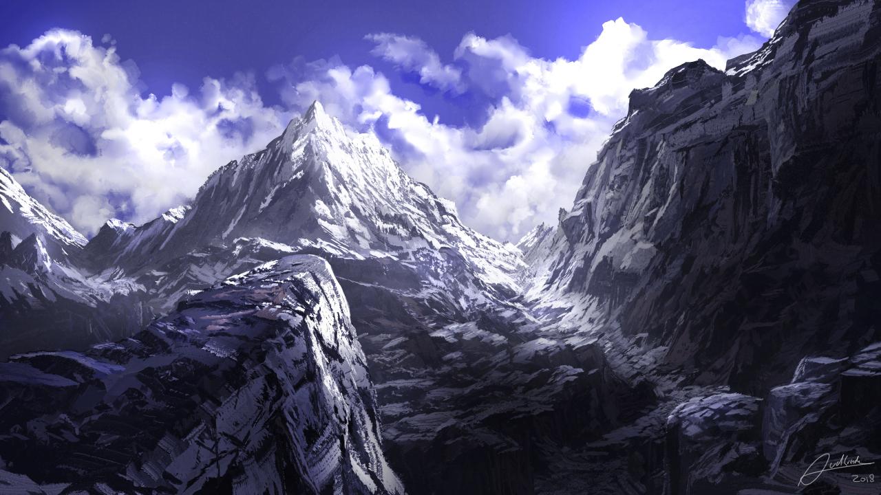1280x720 Download 1280x720 wallpaper anime, mountains, summit, art, hd, hdv, 720p, widescreen, 1280x720 HD image, background, 16437