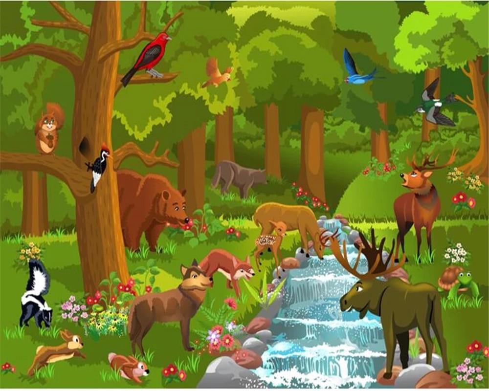 1000x800 beibehang Custom cartoon forest green eye vector children's room wallpaper decorative painting background wall papel de parede. Wallpaper