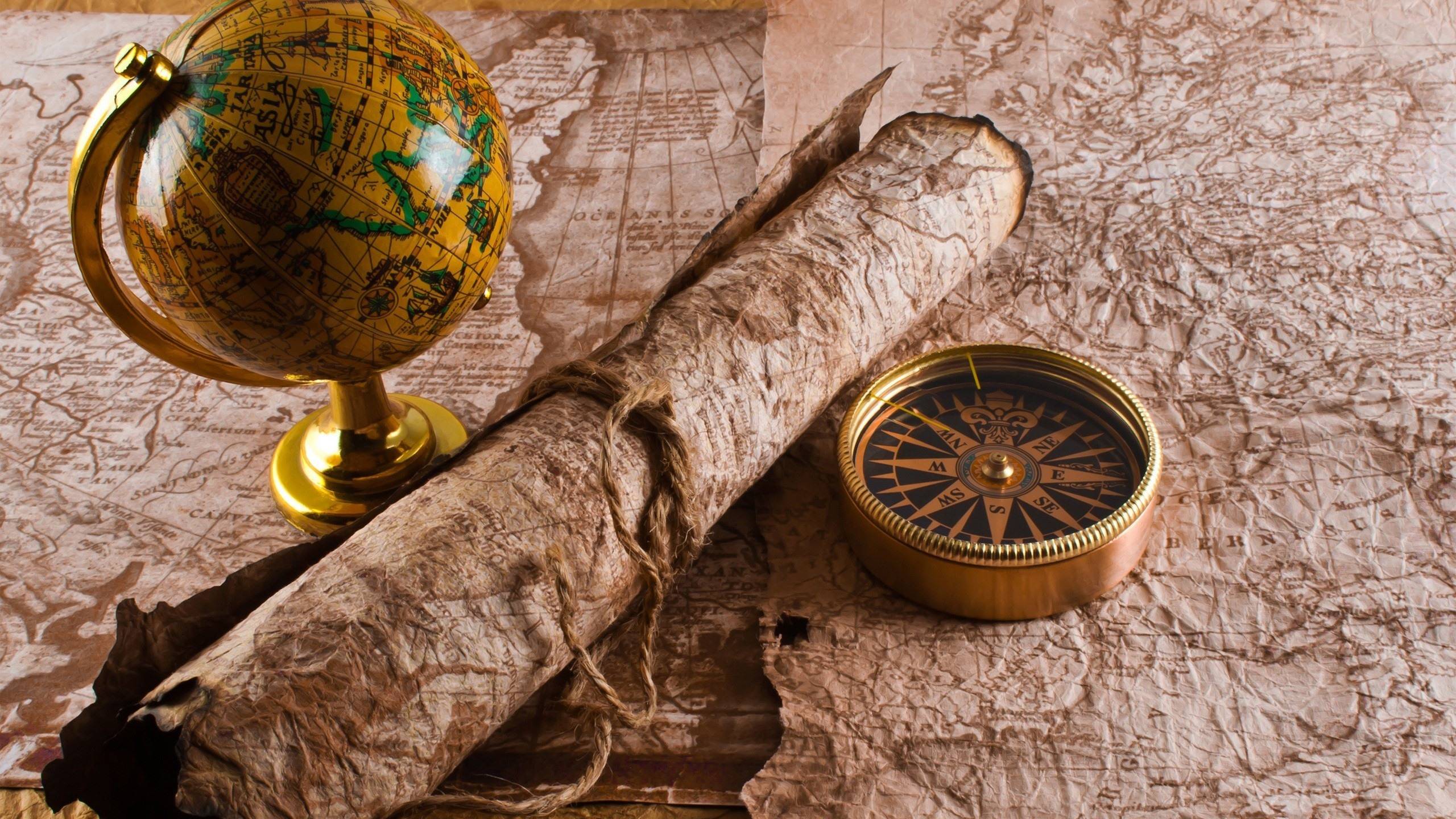 2560x1440 Wallpaper Globe, map, compass 2560x1600 HD Picture, Image