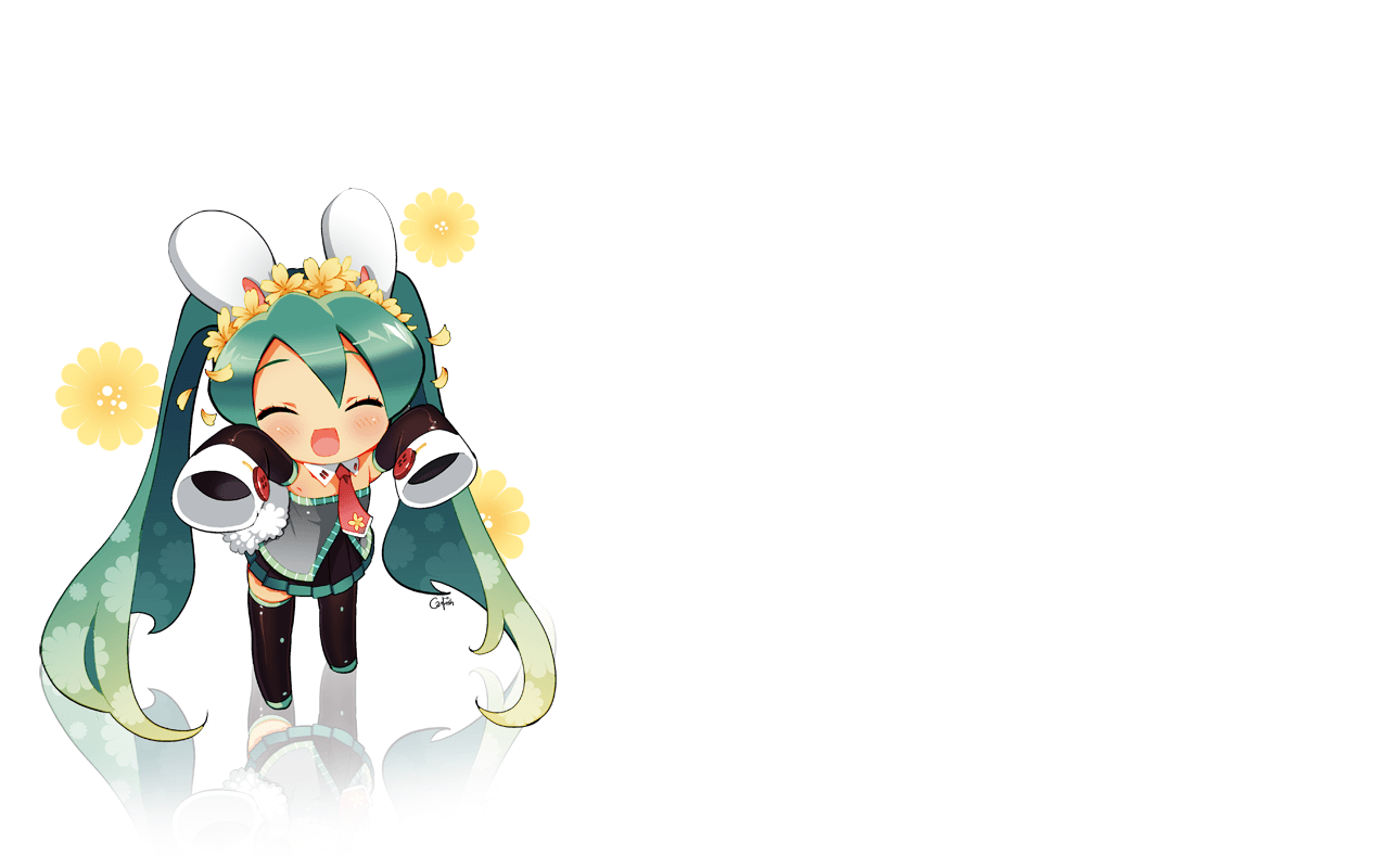 1280x800 animal ears blush bunny ears bunnygirl chibi flowers green hair