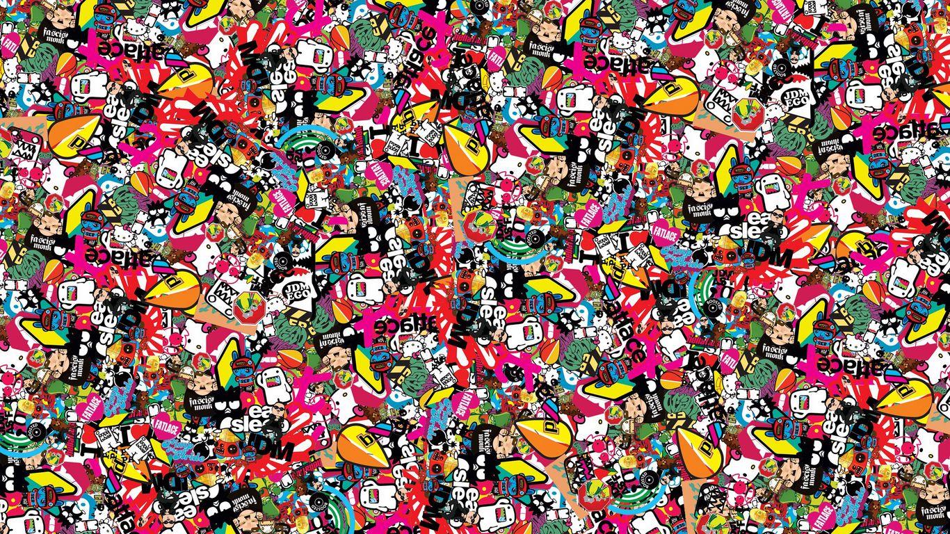 1366x768 Download wallpaper 1366x768 jdm, background, style, sticker, texture tablet, laptop HD background