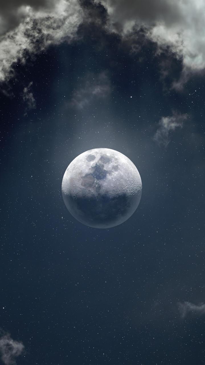 720x1280 Moon Wallpaper 4K, Clouds, Stars, 5K, 8K, 10K, Space