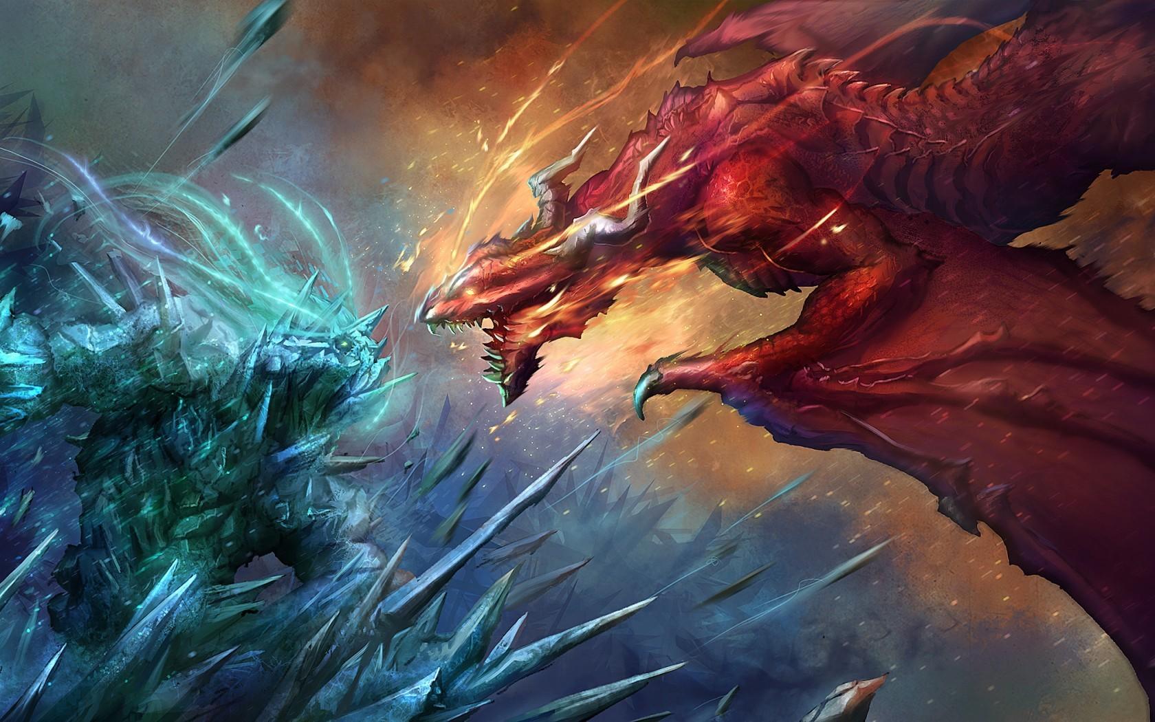 1680x1050 1680x1050 Dragons, Art, Battle, Fantasy wallpaper JPG