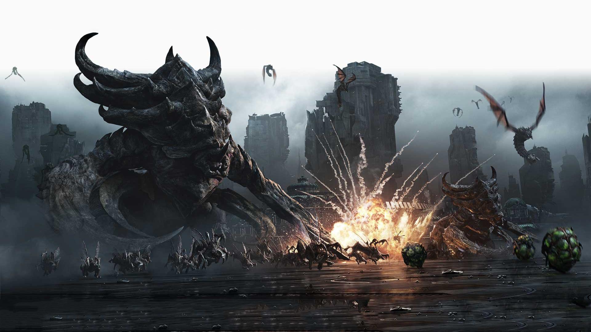 1920x1080 starcraft, Sci fi, Dragons, Dragon, Fantasy, Battle, Battles, Monster Wallpaper HD / Desktop and Mobile Background