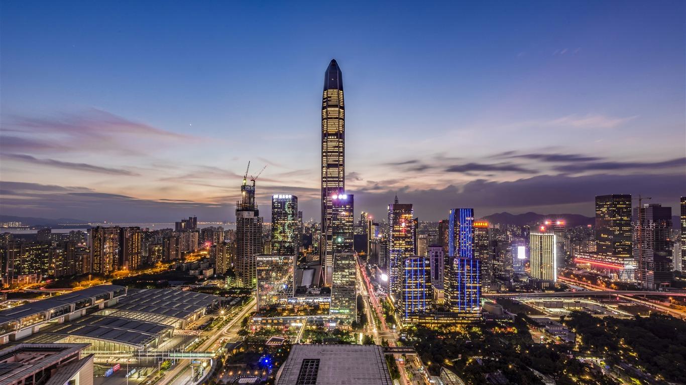1366x768 Shenzhen Landmark Night view 2020 High Quality Desktop