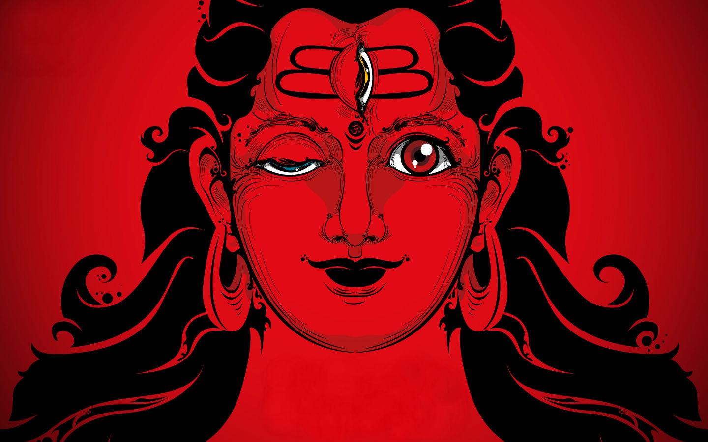 1440x900 Lord Shiva Red Background Wallpaper