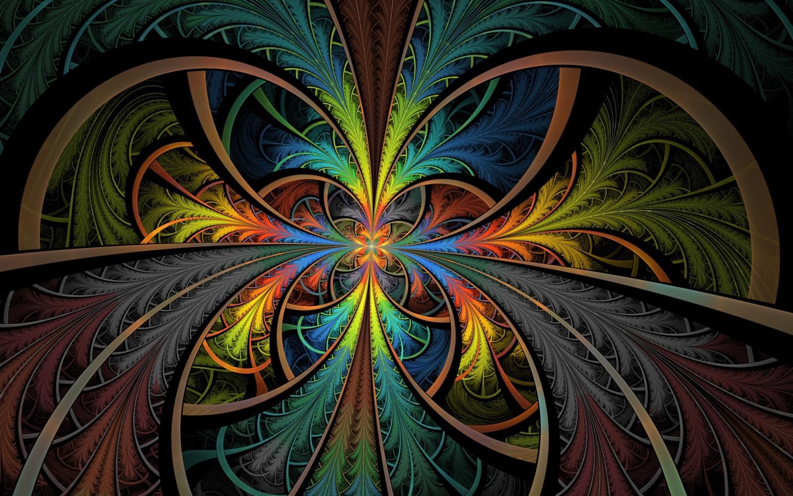 1600x1000 illustration, window, abstract, symmetry, green, glass, fractal, pattern, circle, jungle, kaleidoscope, stained glass, ART, color, material, design, modern art, fractal art, psychedelic art. Mocah HD Wallpaper