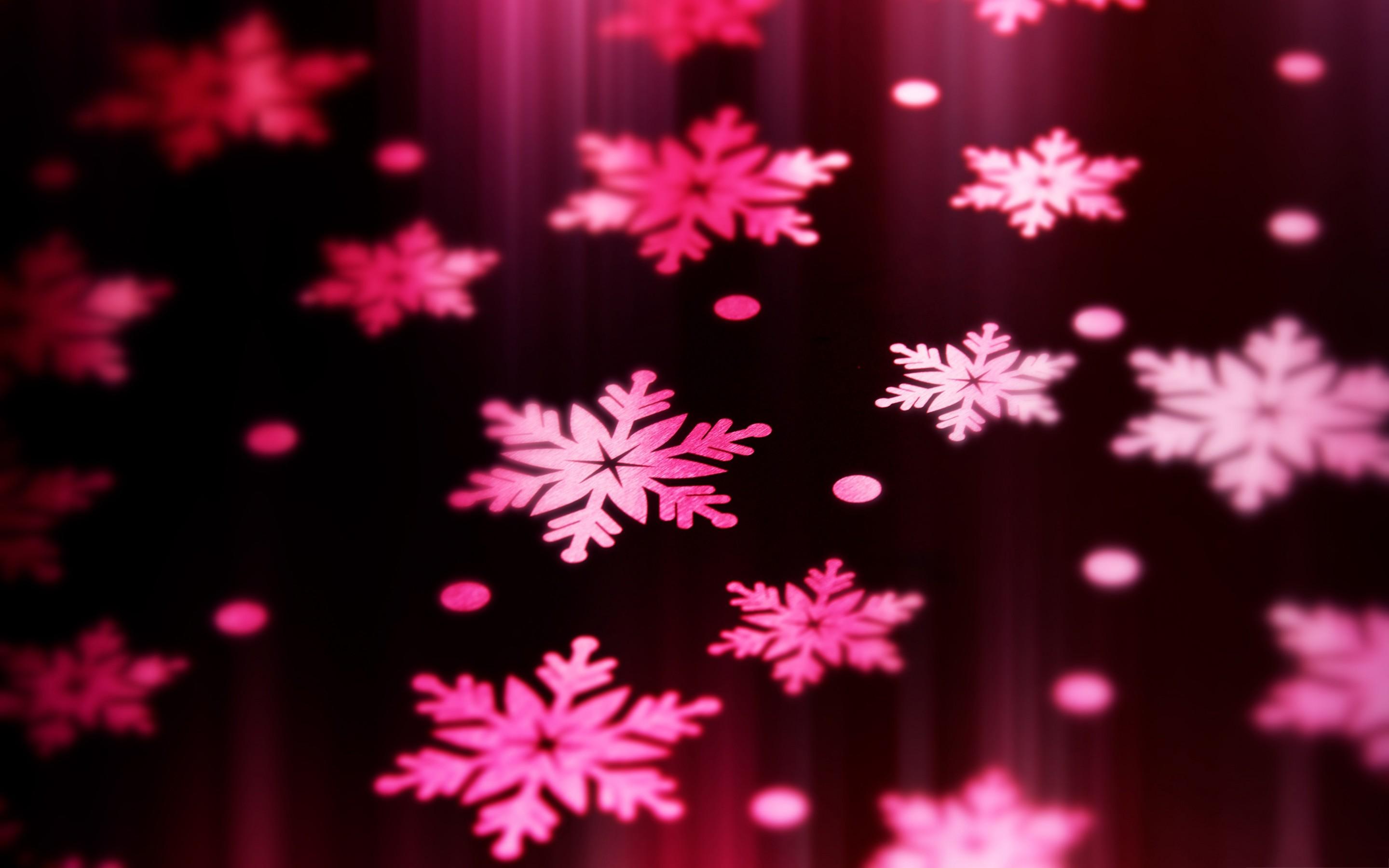 2880x1800 Pink Snowflake Wallpaper HD