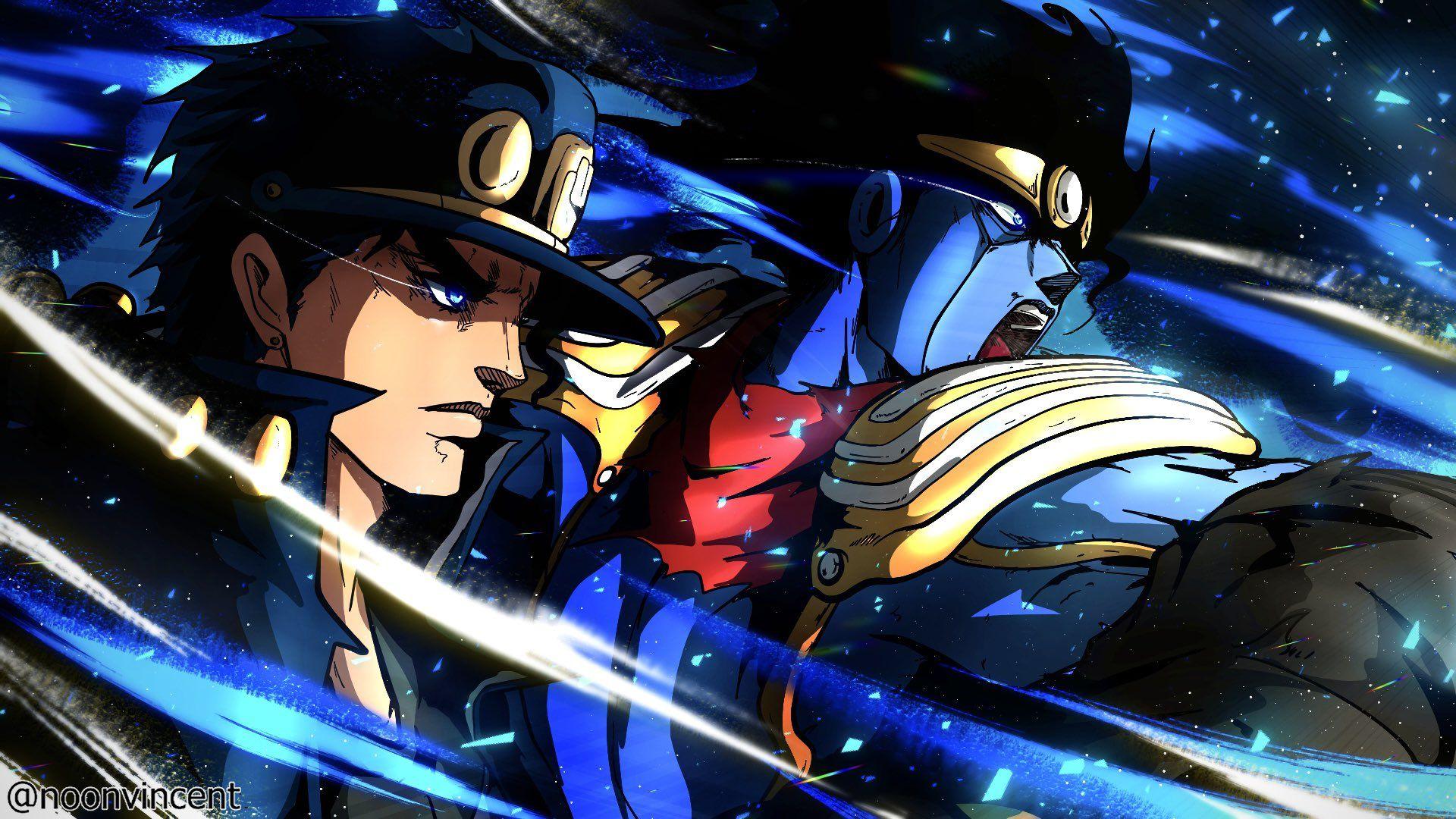 Download Jotaro Kujo and Star Platinum - Dynamic Duo in Jojo's Bizarre  Adventure Wallpaper