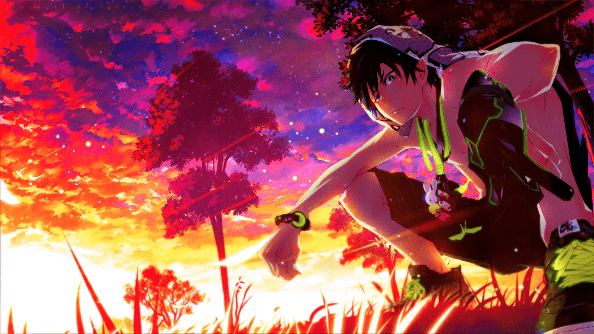 1920x1080 Download 1920x1080 Ao No Exorcist, Rin Okumura, Scenic, Blue Exorcist Wallpaper for Widescreen