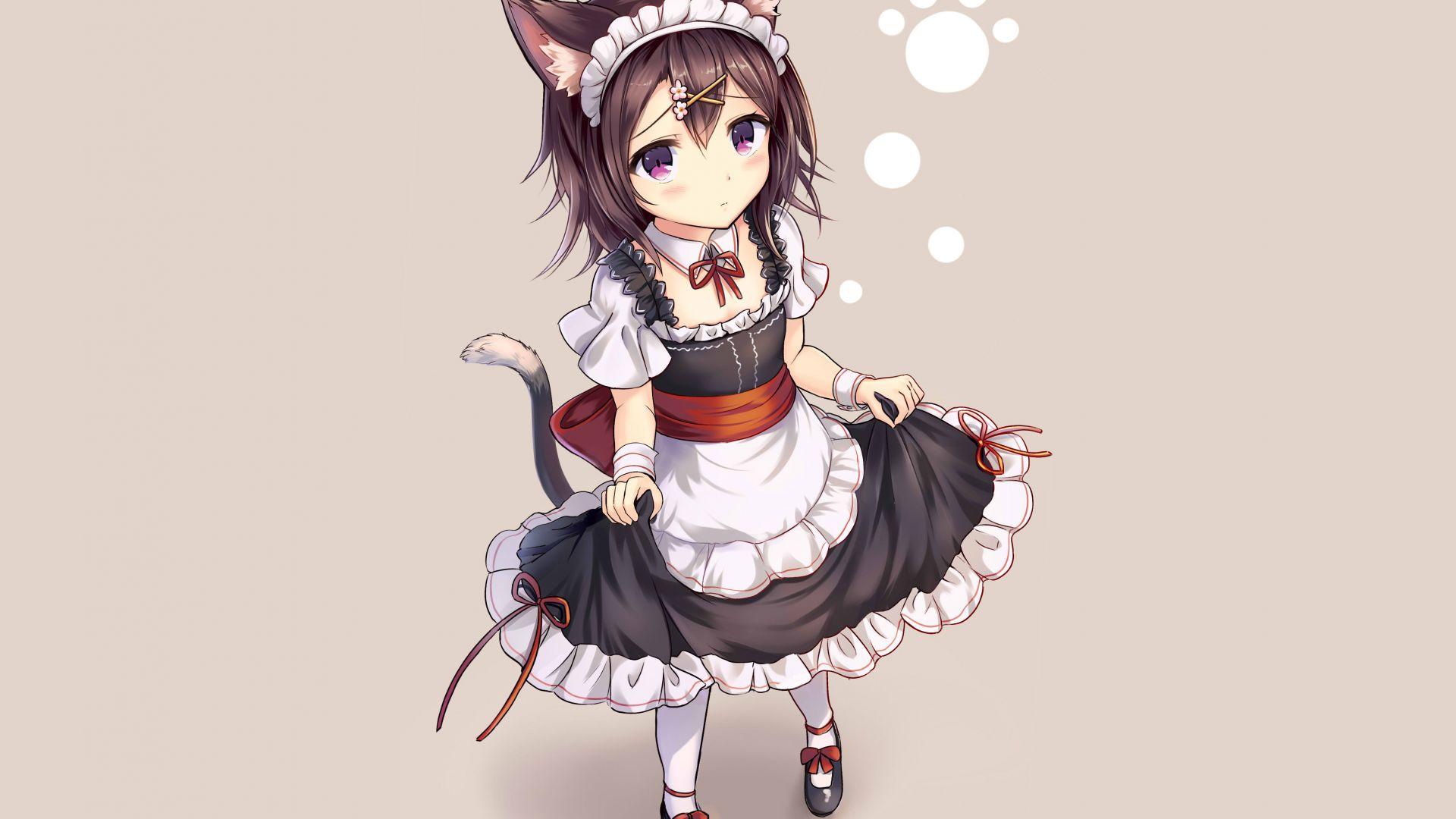 1920x1080 Desktop wallpaper cute, anime girl, maid, elf, HD image, picture, background, 590009