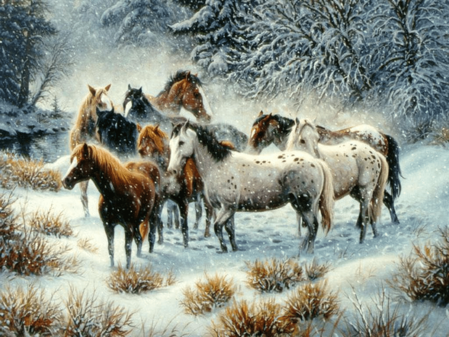1500x1125 Horse Winter Scenes Wallpaper