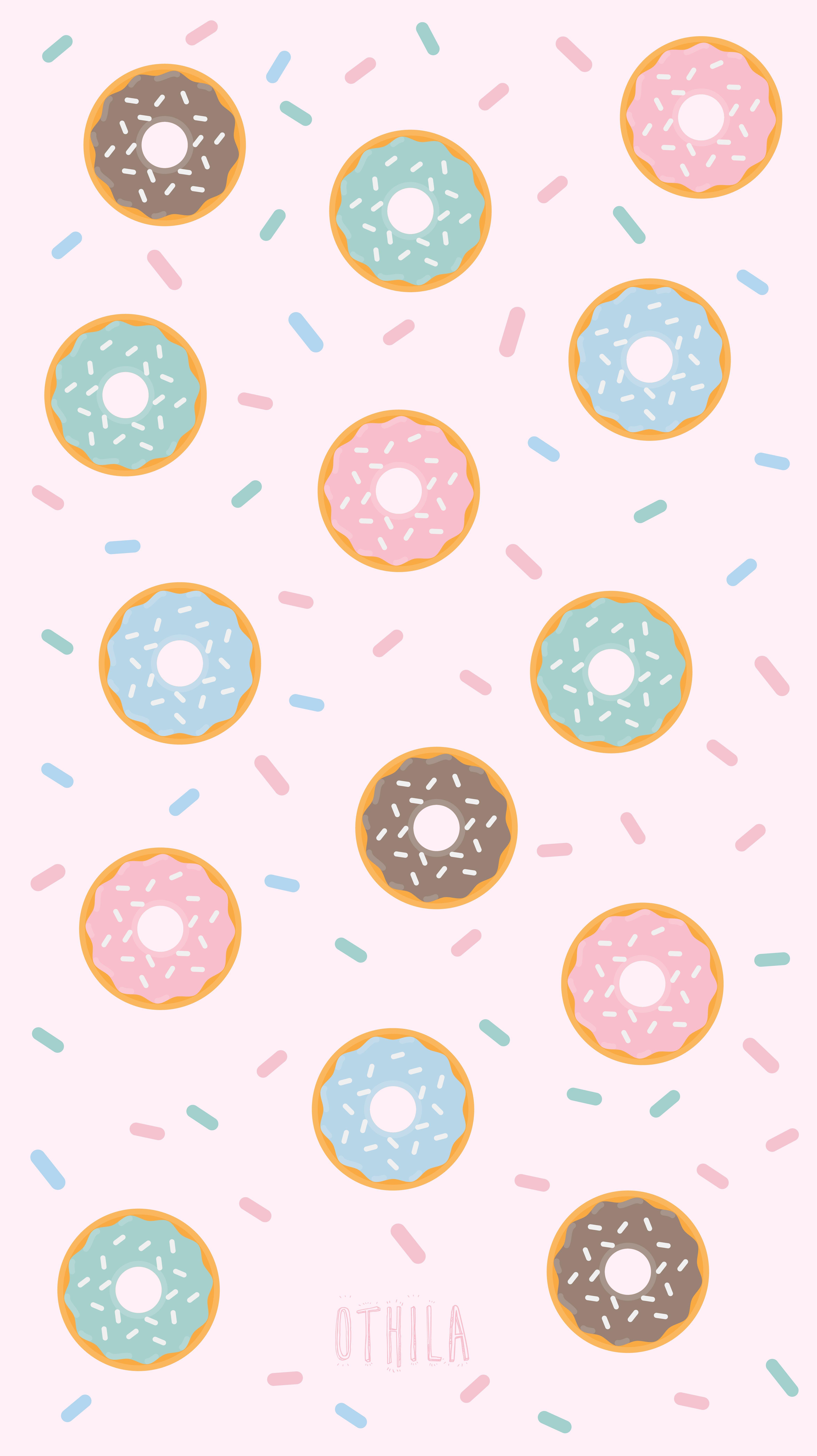 4696x8367 Wallpaper de Donas en tonos pasteles. Las amamos tanto que decidimos ilustrarlas. #yummy #donnuts #donas #pattern #. Cute wallpaper, Wallpaper, Cool background