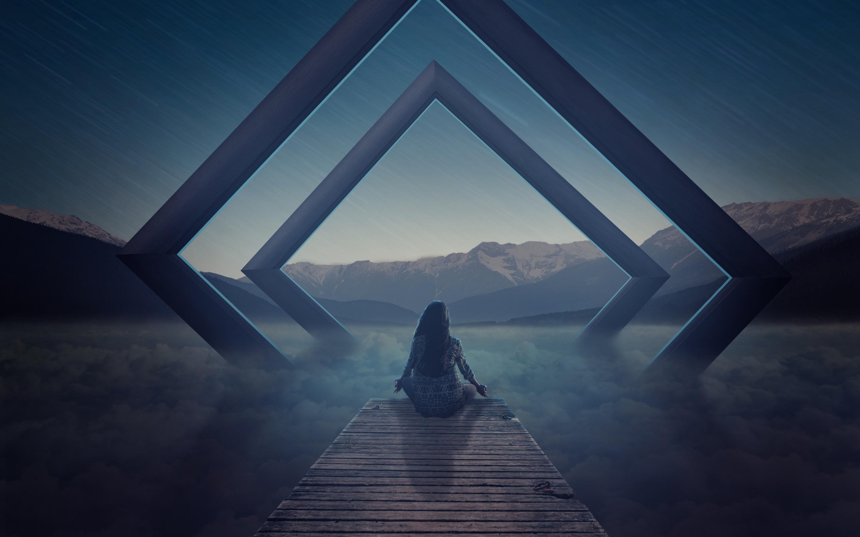 2880x1800 Alone Wallpaper 4K, Meditation, Spiritual, Landscape, Evening, Fantasy