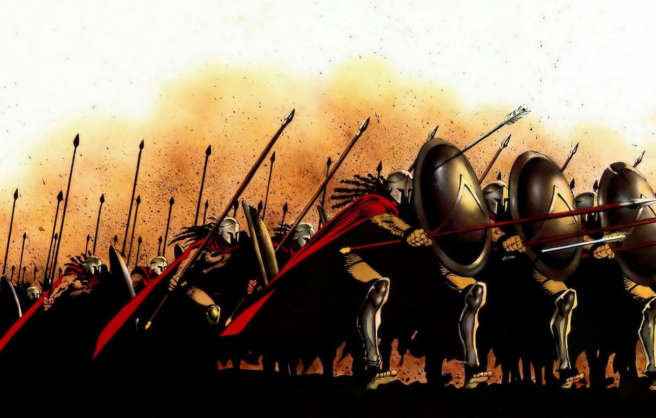 1332x850 Wallpaper figure, war, battle, 300 Spartans, shields, spears, the Spartans, cloaks, sparta image for desktop, section рендеринг