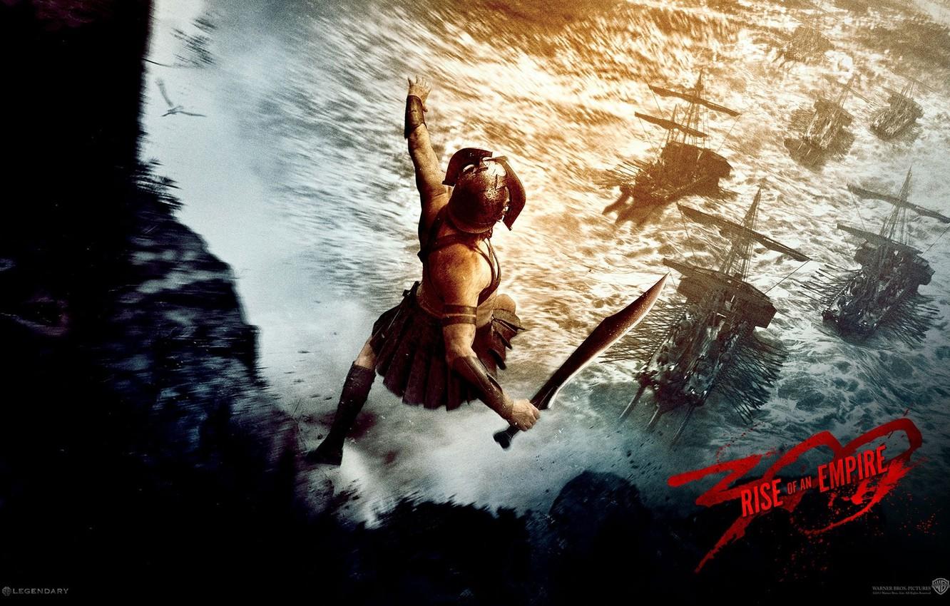 1332x850 Wallpaper rock, jump, ship, sword, Spartan, 300 Spartans: rise of an Empire, 300: rise of an empire image for desktop, section фильмы