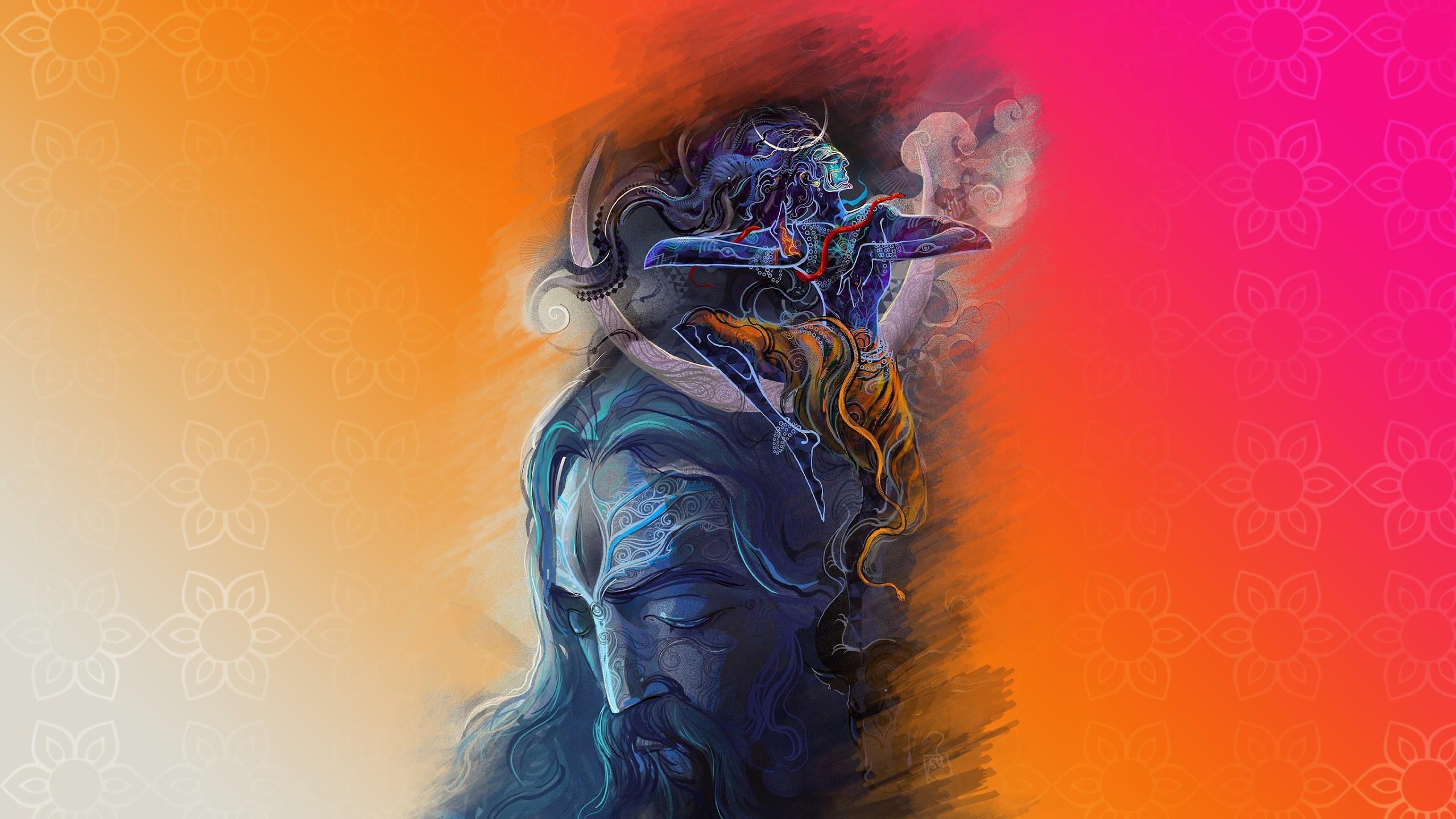2560x1440 Download 2560x1440 Indian God, Lord Shiva, Digital Art Wallpaper for iMac 27 inch