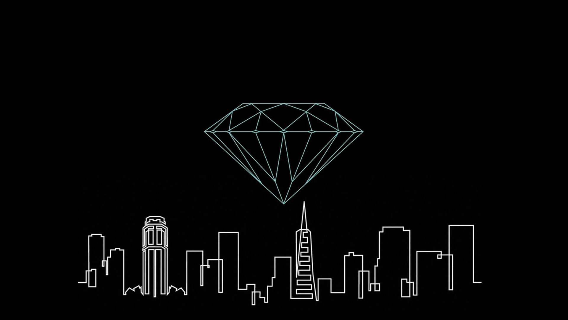 1920x1080 Diamond On Top Of Buildings In Black Background HD Black Aesthetic Wallpaper
