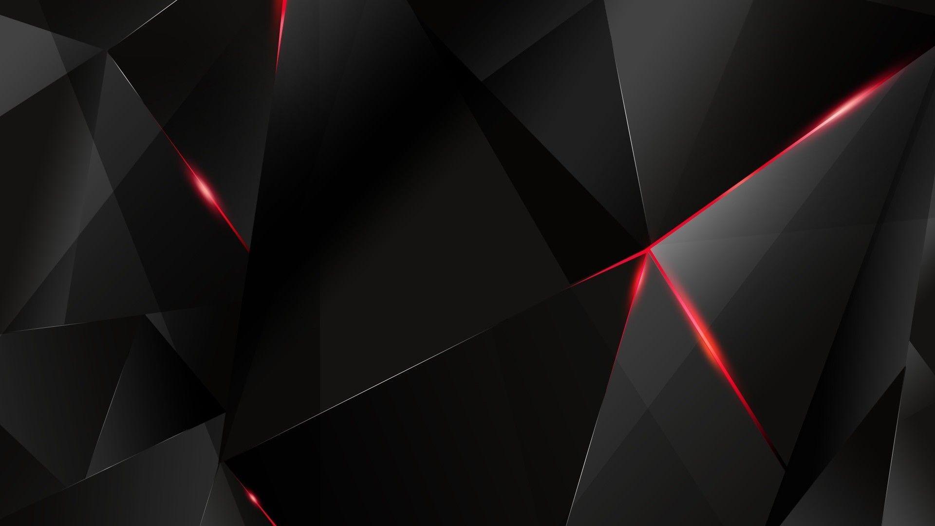 1920x1080 Black Polygon With Red Edges Abstract Hd Wallpaper 1920×1080