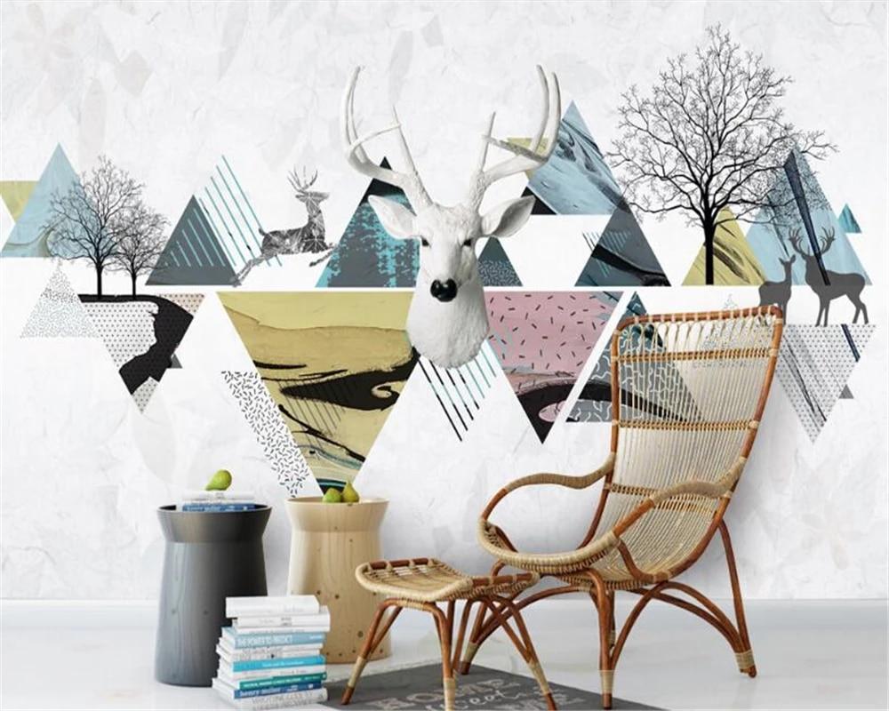 1000x800 beibehang Classic Fashion 3D Wallpaper White Deer Head Forest Simple Aesthetic Nordic Simple Art wall papers home decor behang. Wallpaper