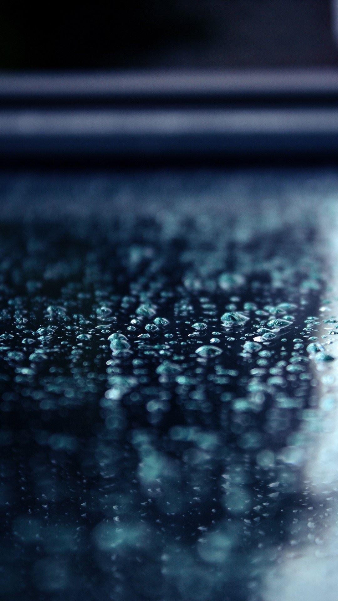 1080x1920 Macro Water Drops Blue Surface #iPhone #wallpaper. iPhone 8