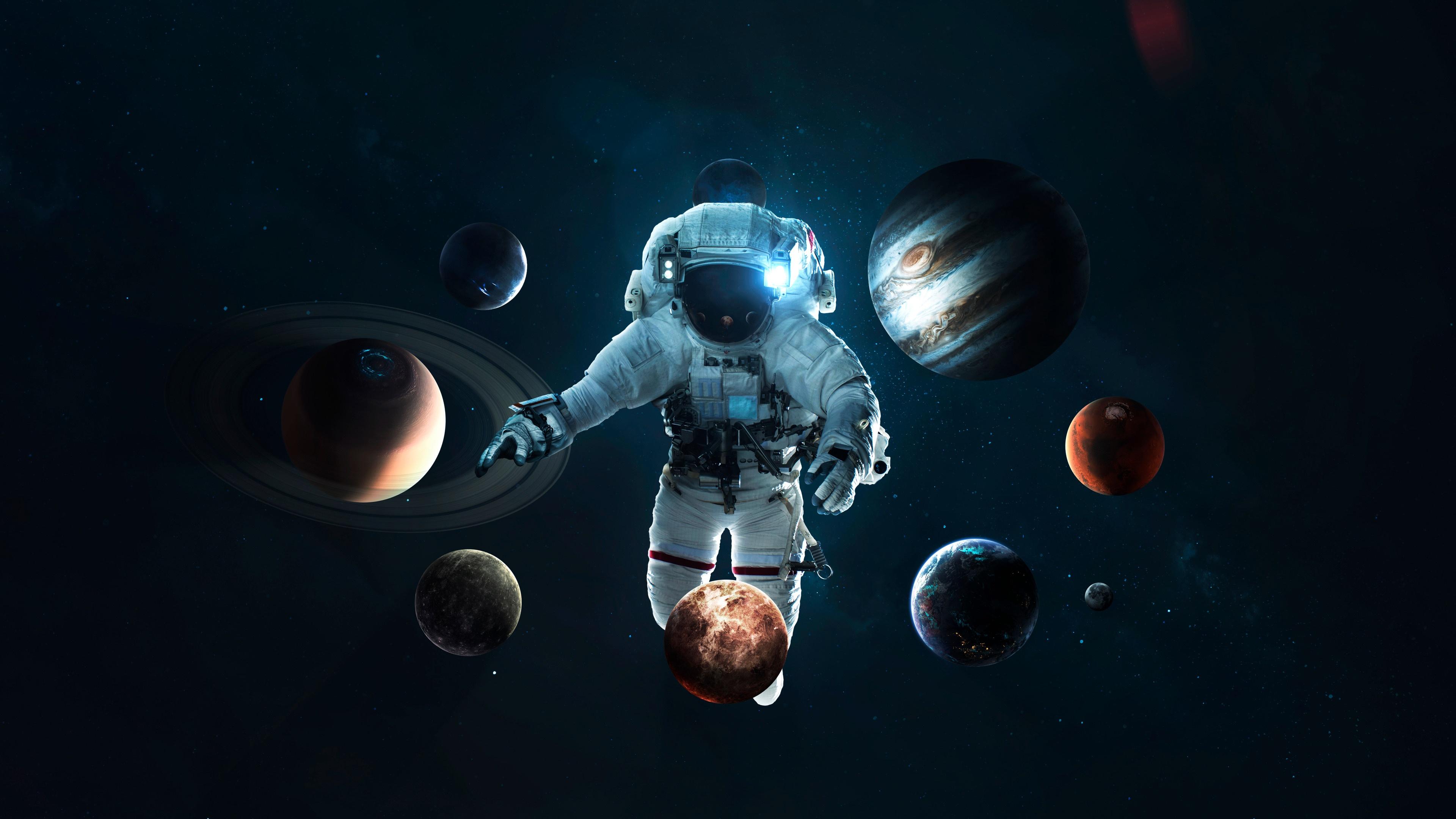 3840x2160 Astronaut Wallpaper 4K, Planetary System, Space suit, Space Travel, Space