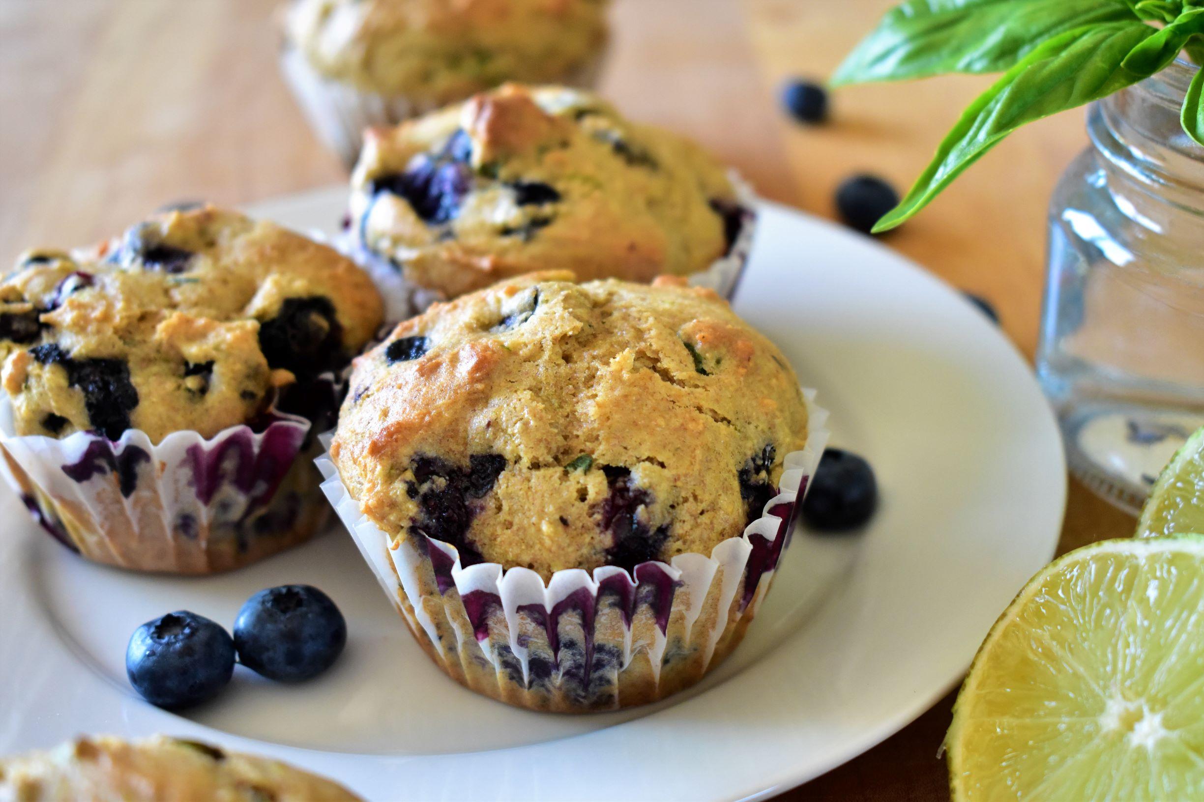 2449x1632 Blueberry, Lime, and Basil Muffins Recipe
