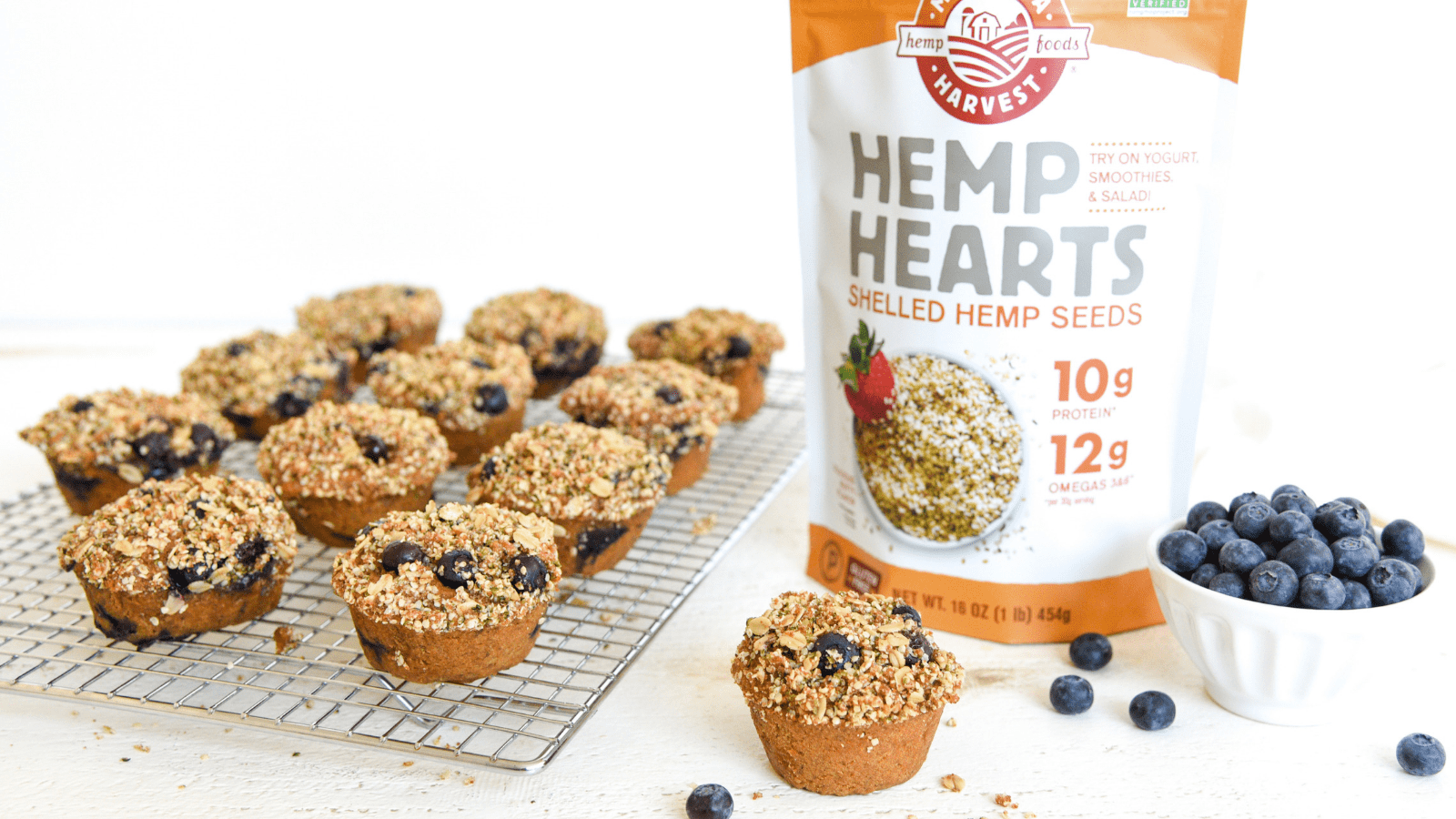 1600x900 Blueberry Hemp Crumble Muffins