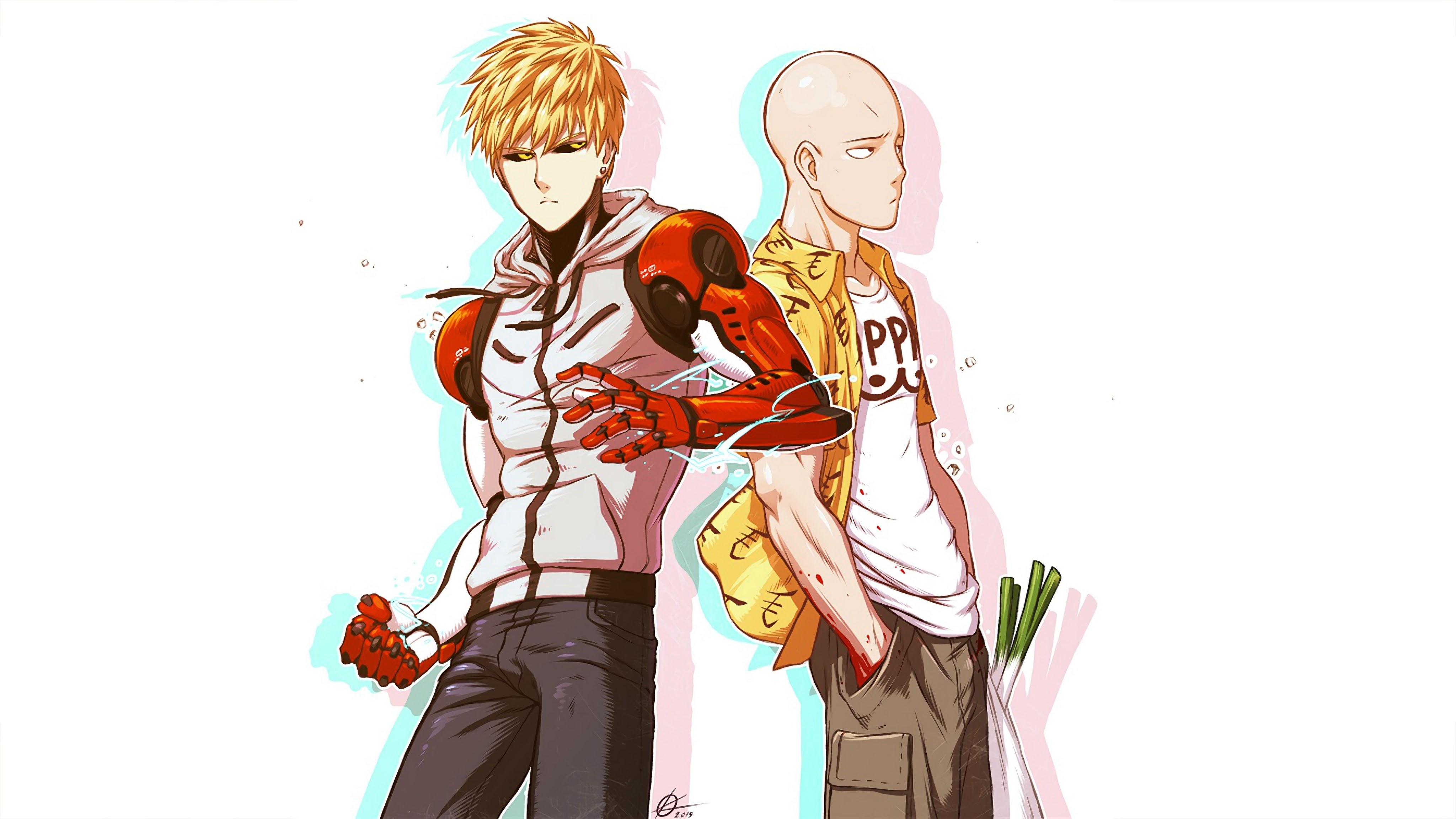 4096x2304 Genos and Saitama One Punch Man 4K Wallpaper