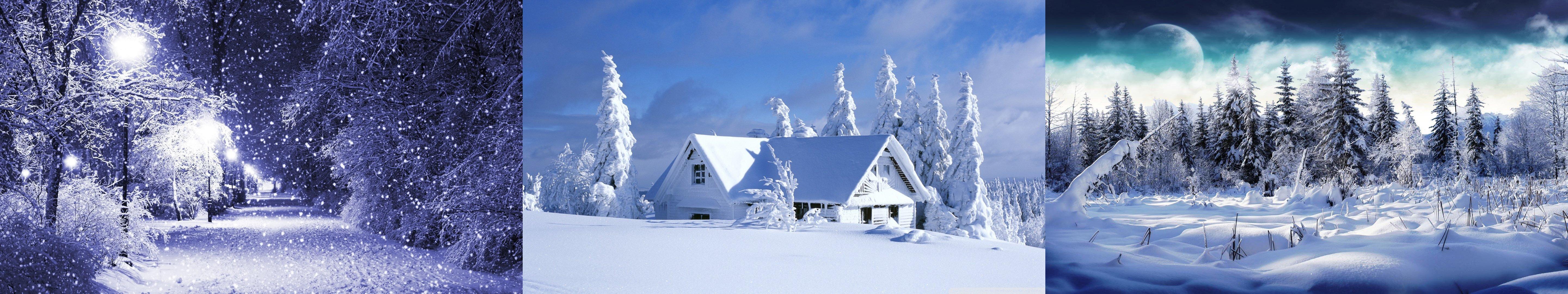 5760x1080 Triple screen monitor hiver landscape wallpaperx1080