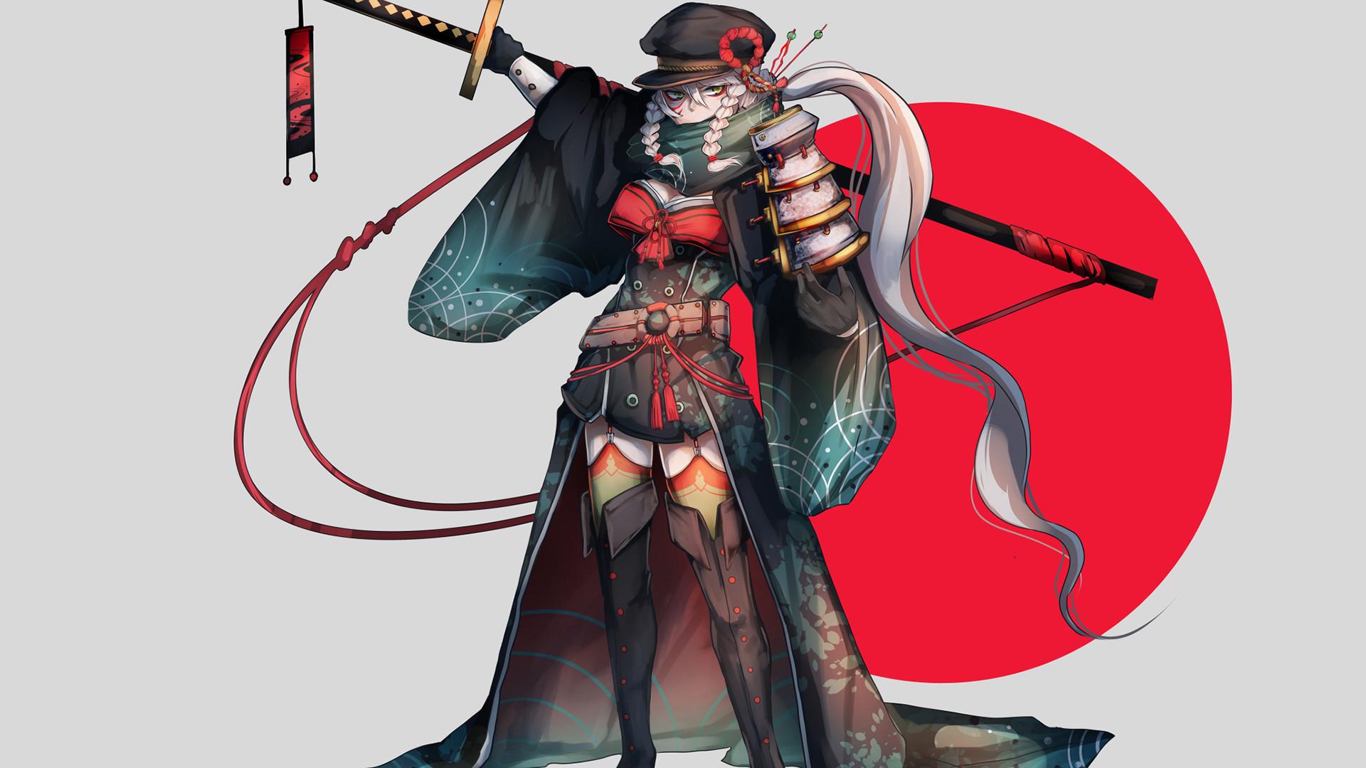 1920x1080 Desktop Wallpaper Anime Girl, Warrior, Katana, HD Image, Picture, Background, 7a6f72