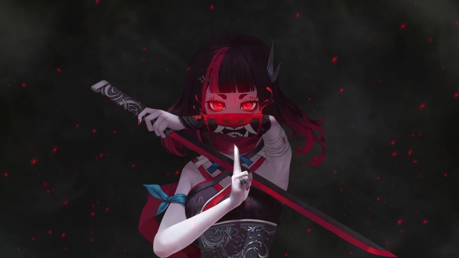 1920x1080 Demonic Ninja Girl Warrior Desktop Wallpaper