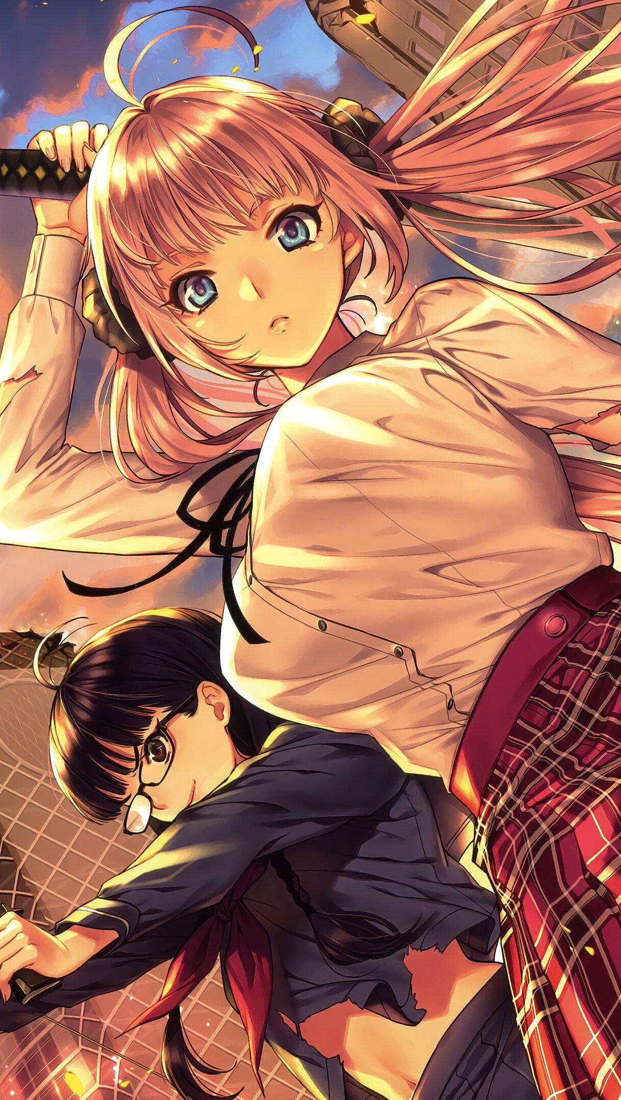 1220x2160 Anime Girl with katana Wallpaper 4k Ultra HD