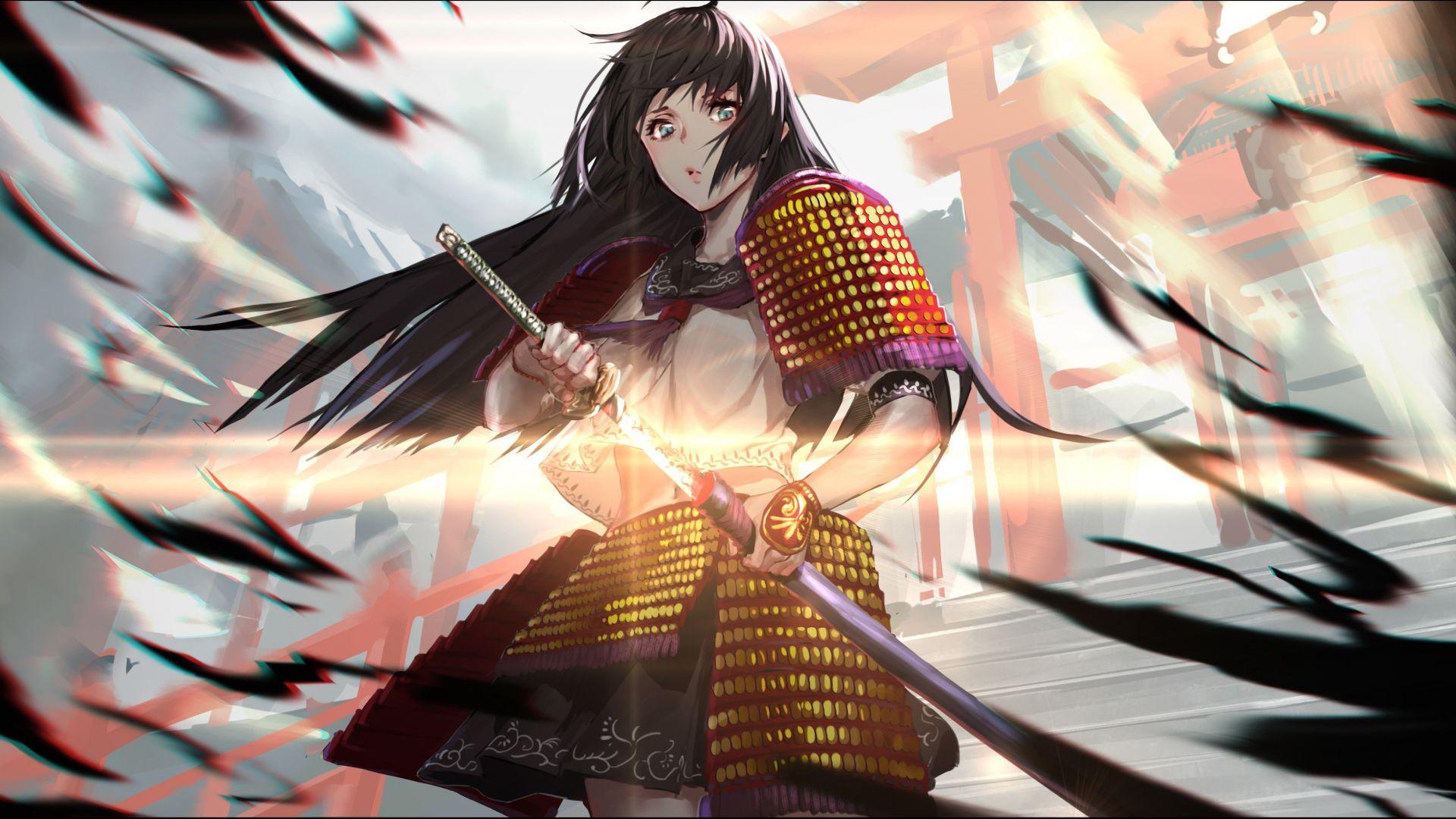 1920x1080 Desktop wallpaper ninja, warrior, girl, anime, original, HD image, picture, background, b524cf