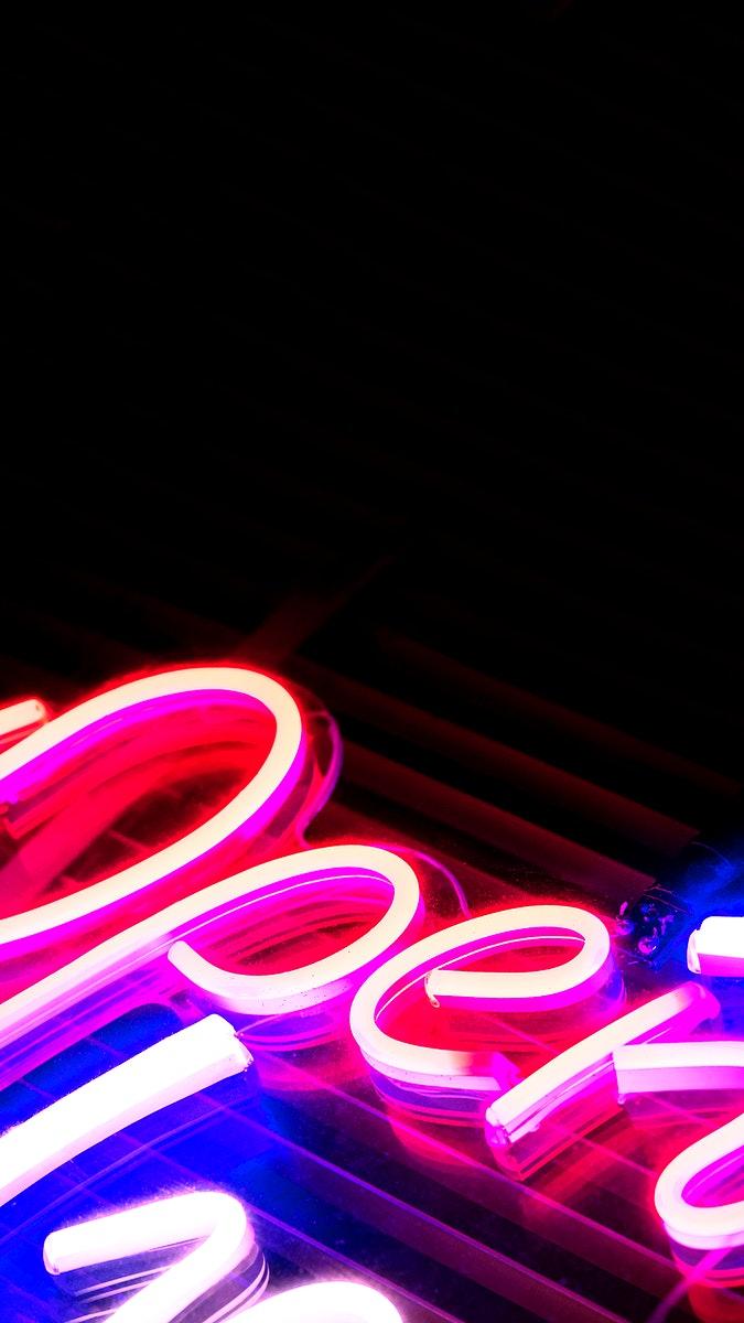 675x1200 Neon pink open sign on black