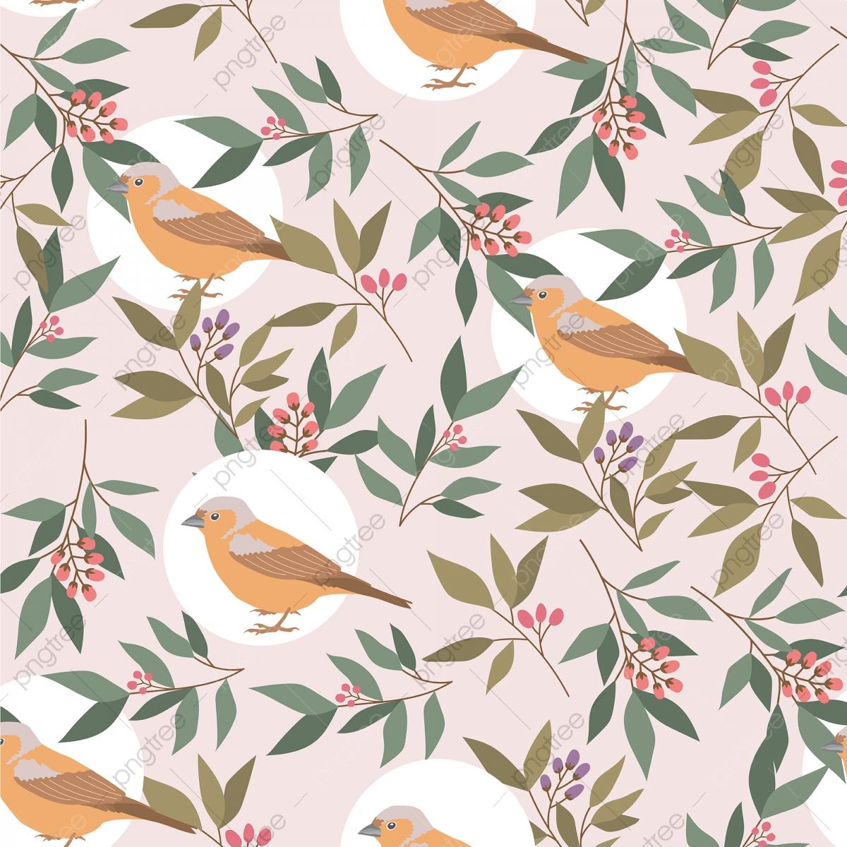 1200x1200 Wallpaper Birds And Leaves Nature Seamless Wallpaper, Nature, Illustration, Pattern Background Image for Free Download