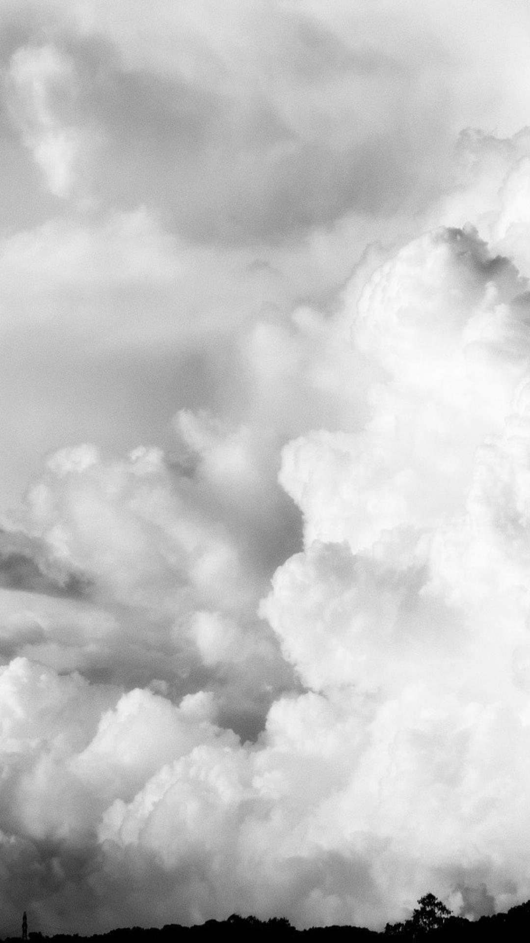 Cloud Black and White Color Background Mural Wallpaper