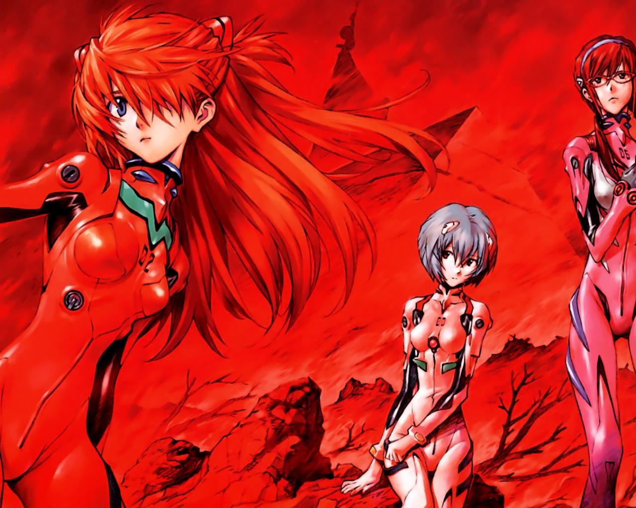 1280x1024 Desktop Wallpaper Neon Genesis Evangelion, Girls Team, Anime, HD Image, Picture, Background, Edtv0w