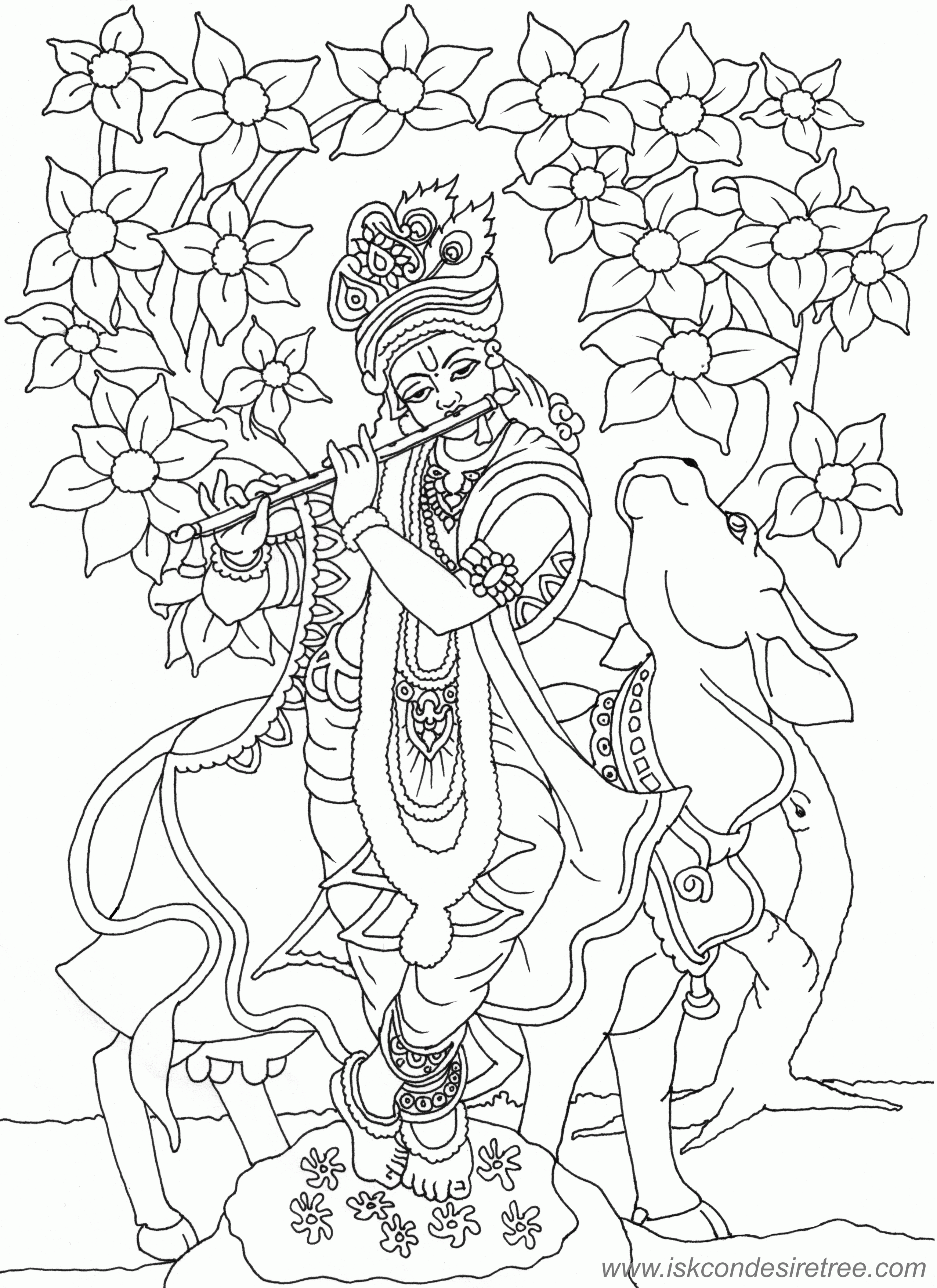 2552x3508 Krishna Coloring Page