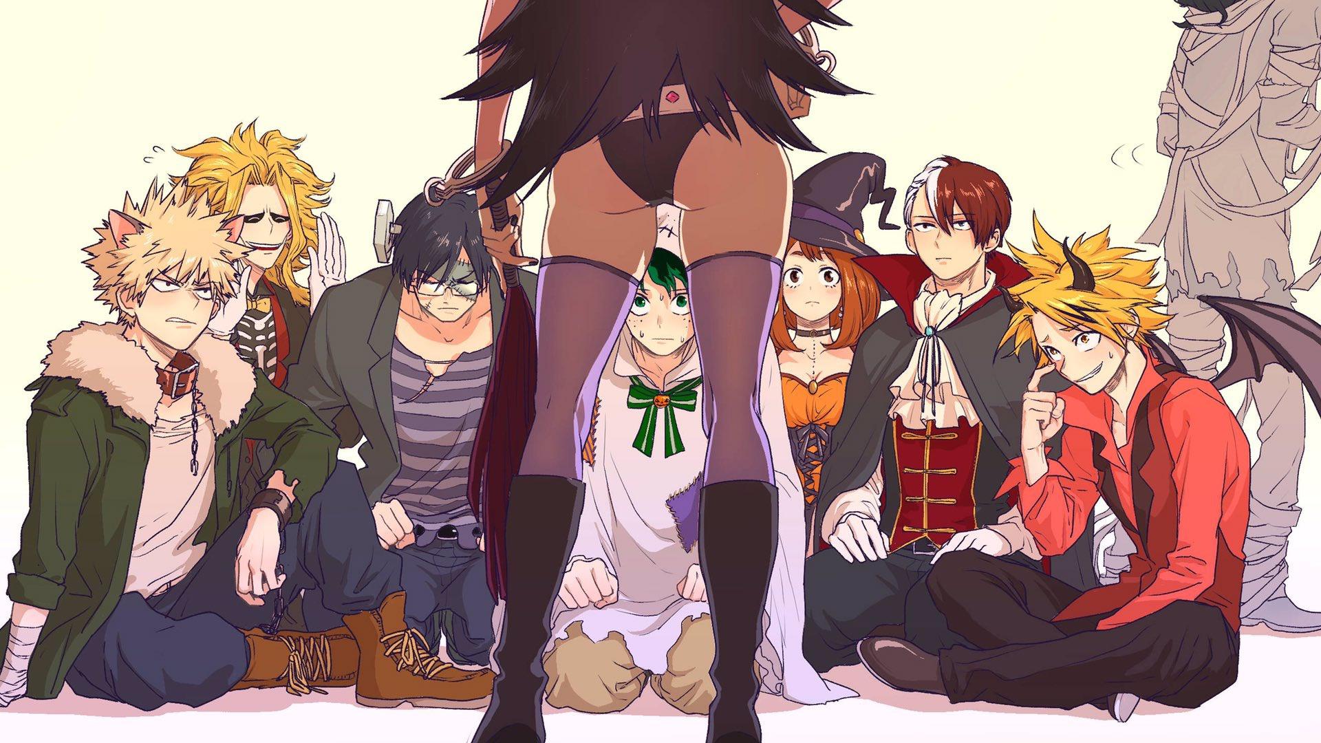 1920x1080 Download wallpaper ass, girl, Halloween, guys, Boku No Hero Academy, My Hero Academy, section seinen in resolution 1920x1080