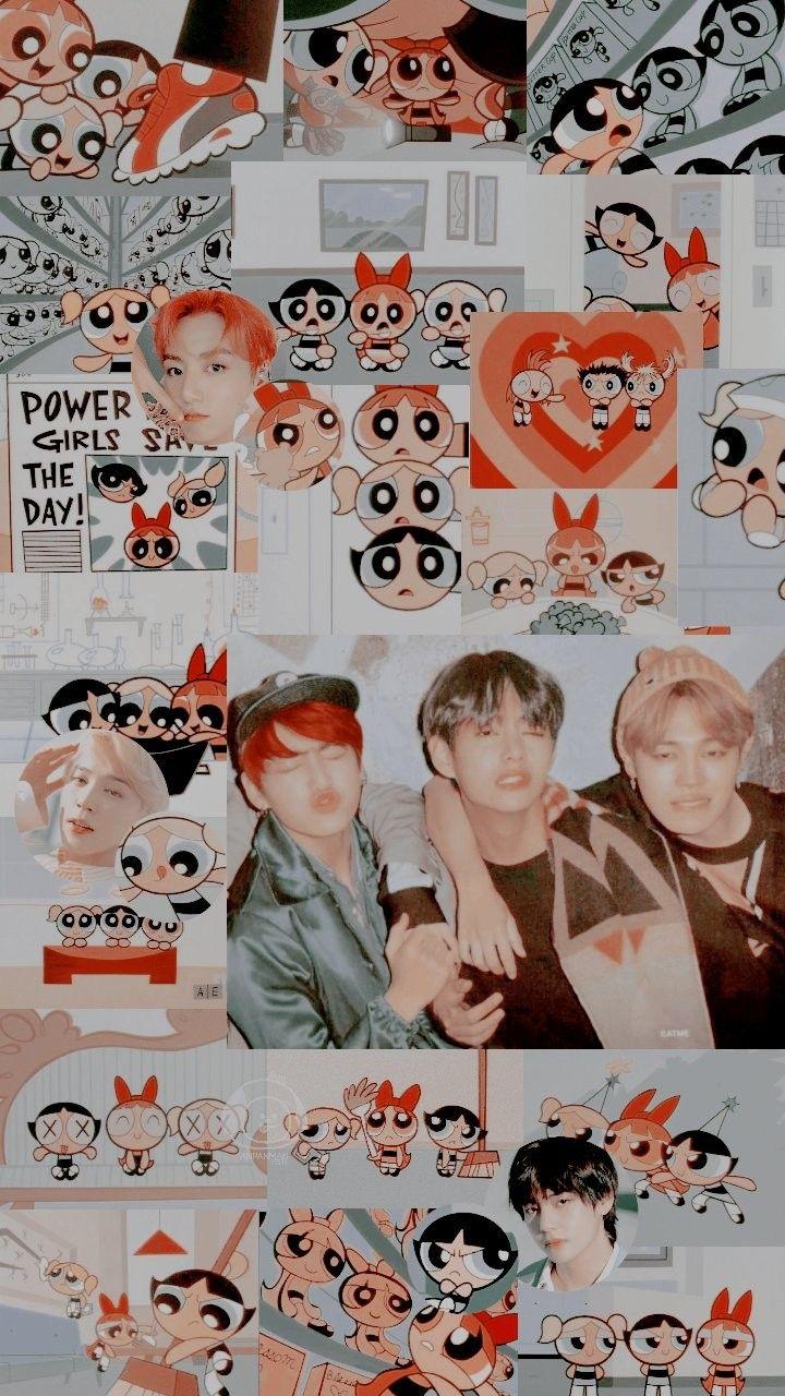 720x1280 Maknae Line As Powerpuff Girls Credits To Twitter Anpanedits © #Jimin #Taehyung #Jungkook. Bts Drawings, Bts Wallpaper, Bts Aesthetic Wallpaper For Phone