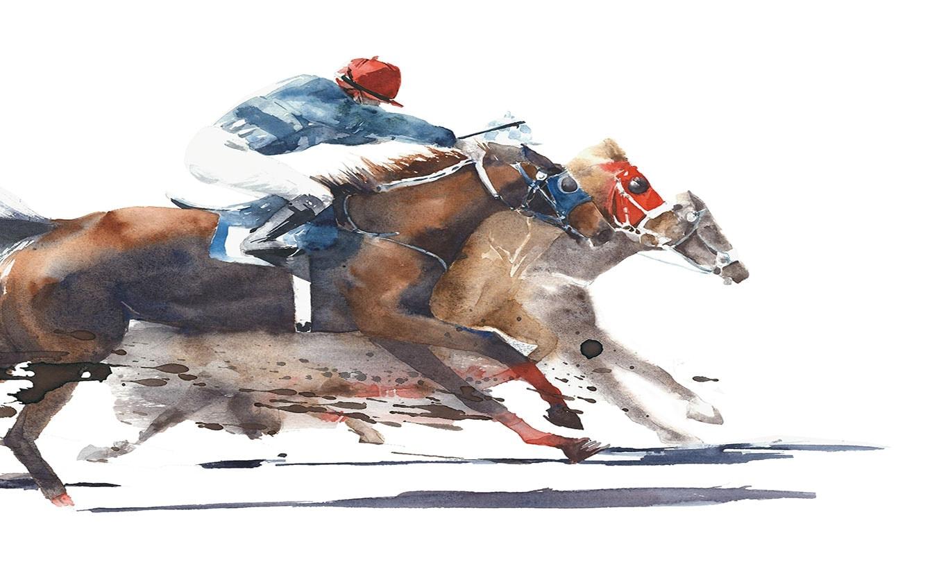 1366x820 Horse Racing Art Wallpaper Mural